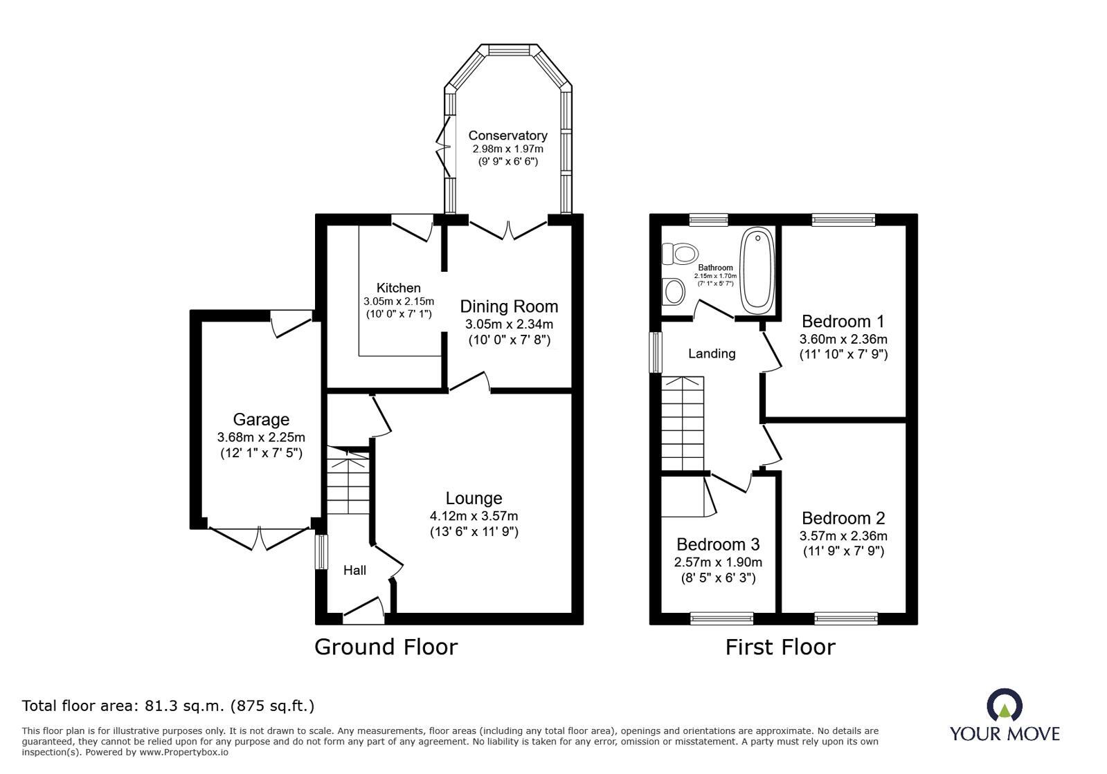 Floorplan of 3 bedroom Semi Detached House for sale, Turner Drive, Hinckley, Leicestershire, LE10