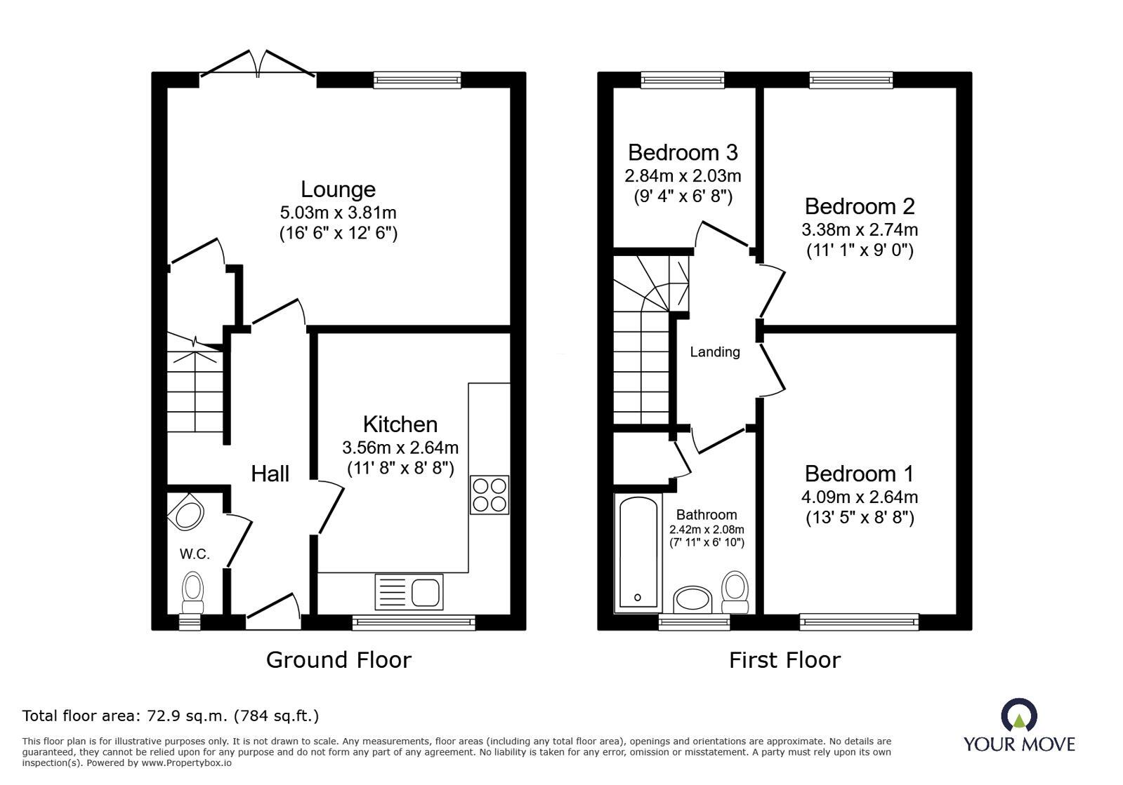 Floorplan of 3 bedroom Detached House for sale, Omaha Drive, Hinckley, Leicestershire, LE10