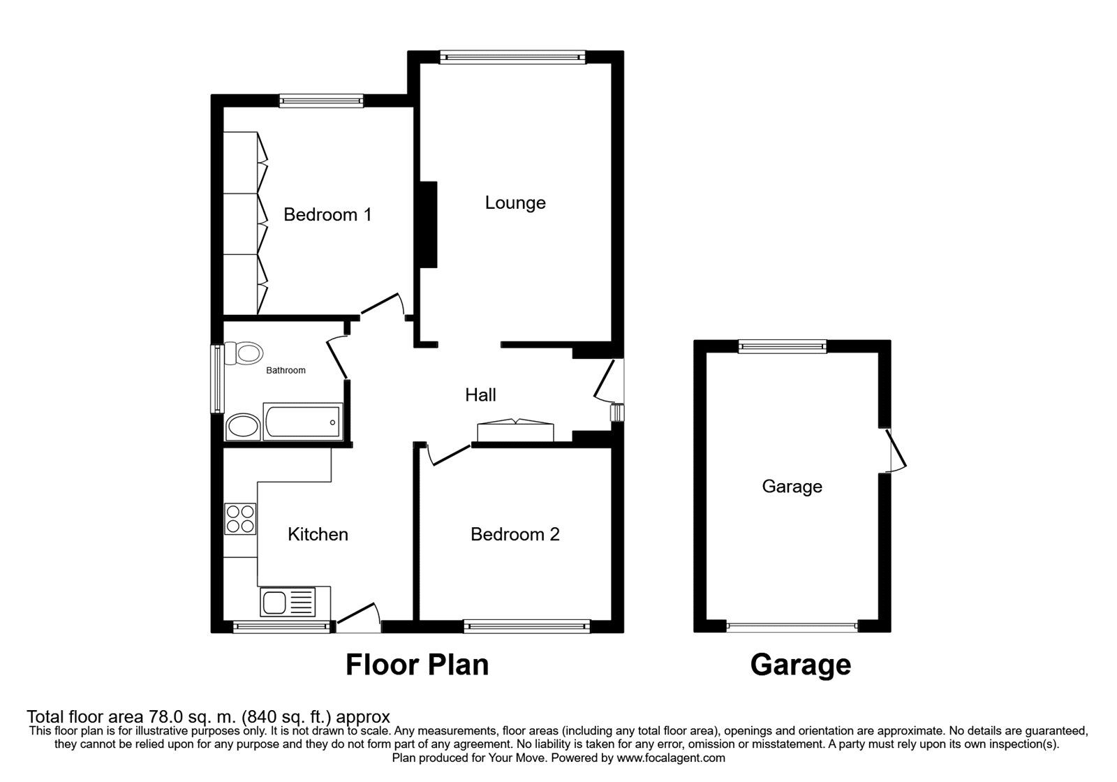 Floorplan of 2 bedroom Detached Bungalow for sale, Arnolds Crescent, Newbold Verdon, Leicestershire, LE9
