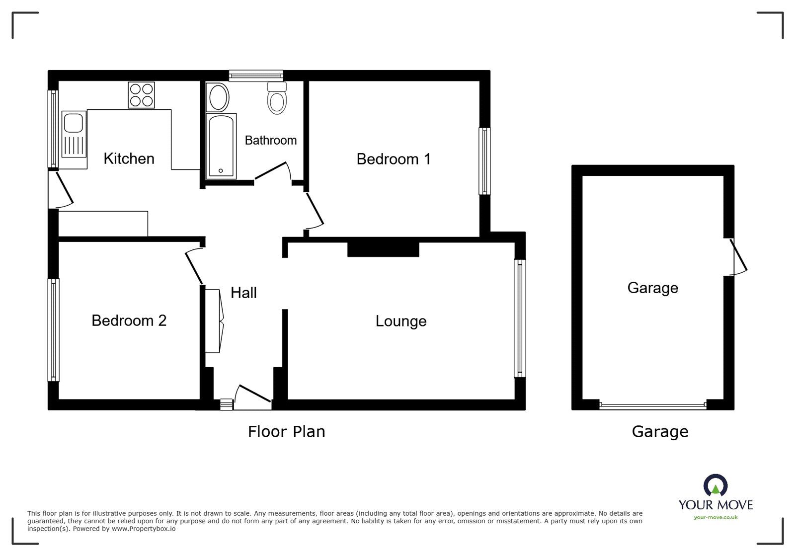 Floorplan of 2 bedroom Detached Bungalow for sale, Arnolds Crescent, Newbold Verdon, Leicestershire, LE9