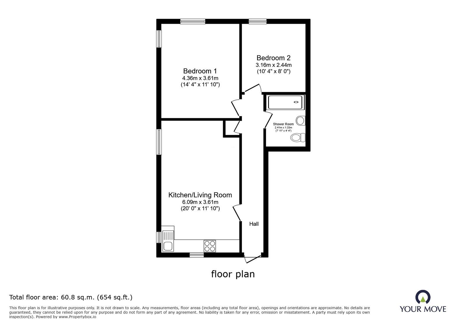 Floorplan of 2 bedroom Flat to rent, Co-Op Close, Barwell, Leicestershire, LE9