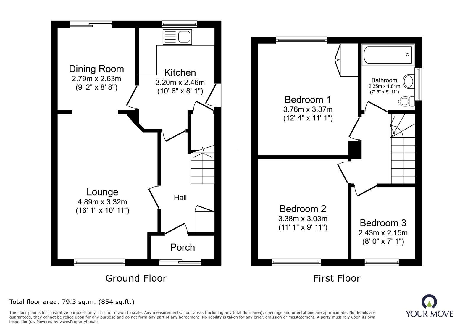 Floorplan of 3 bedroom Semi Detached House for sale, Hollycroft Crescent, Hinckley, Leicestershire, LE10