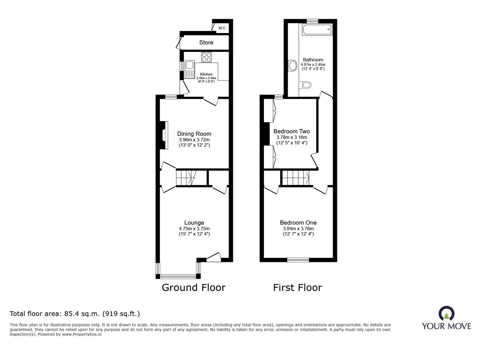 Floorplan of 2 bedroom Mid Terrace House to rent, Factory Road, Hinckley, Leicestershire, LE10