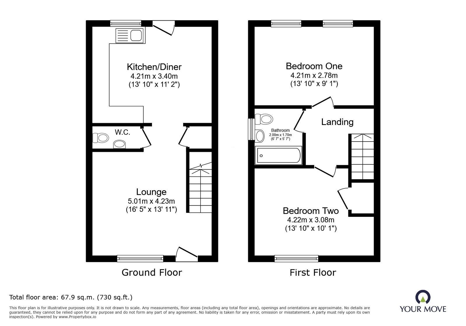 Floorplan of 2 bedroom Semi Detached House for sale, Donald Cobley Close, Hinckley, Leicestershire, LE10