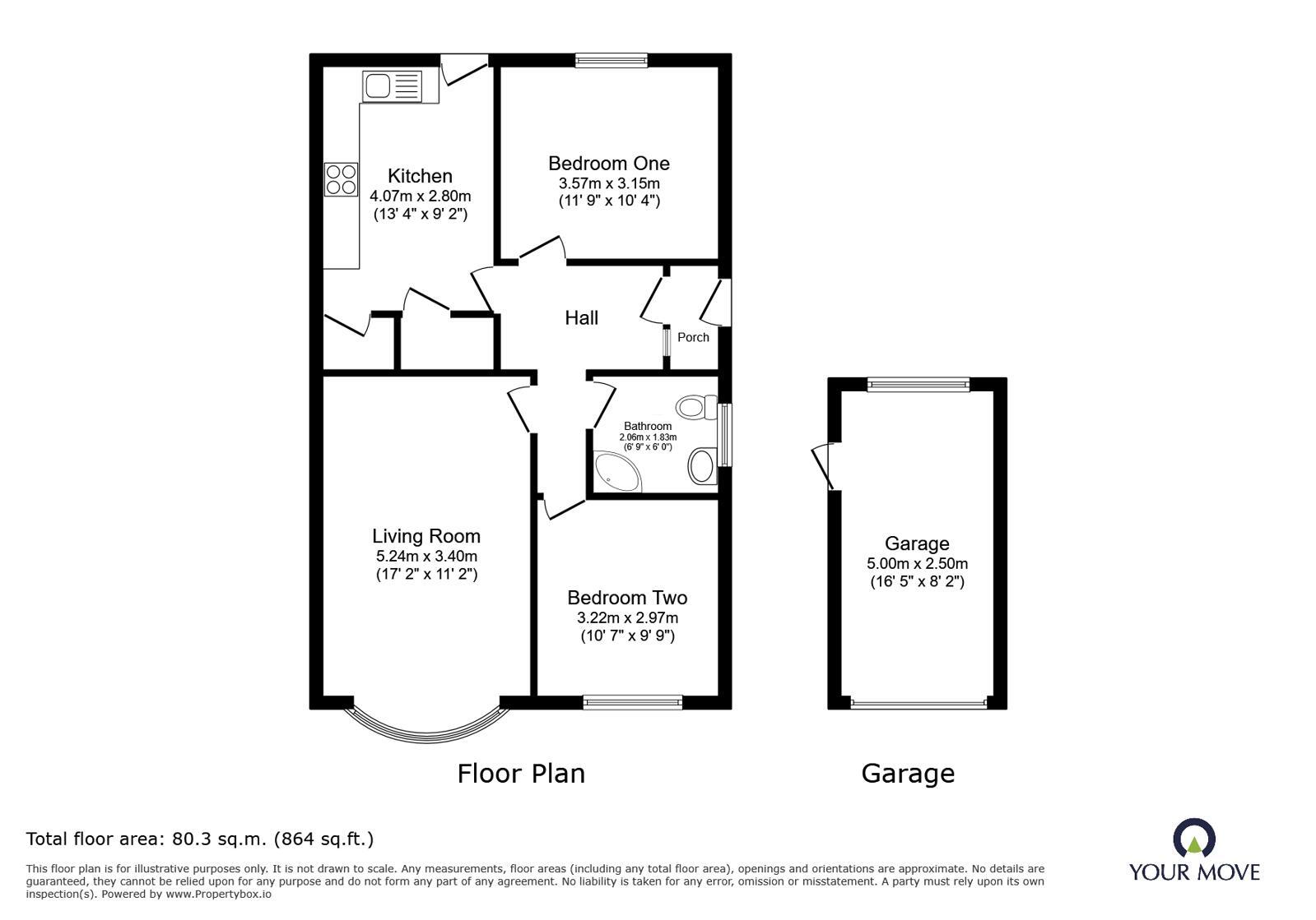 Floorplan of 2 bedroom Detached Bungalow for sale, Calver Crescent, Sapcote, Leicestershire, LE9