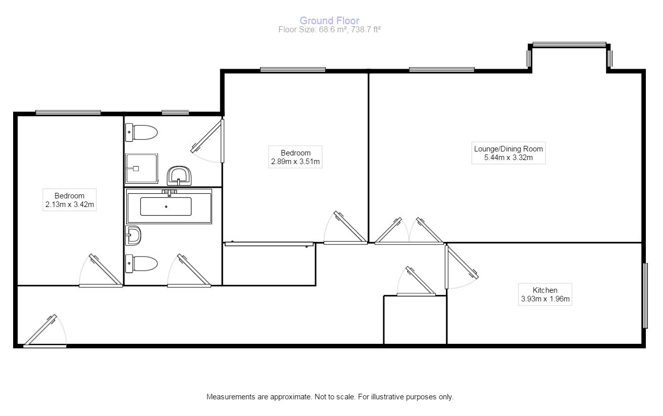 Floorplan of 2 bedroom Flat to rent, Morello Gardens Stevenage Road, Hitchin, Hertfordshire, SG4