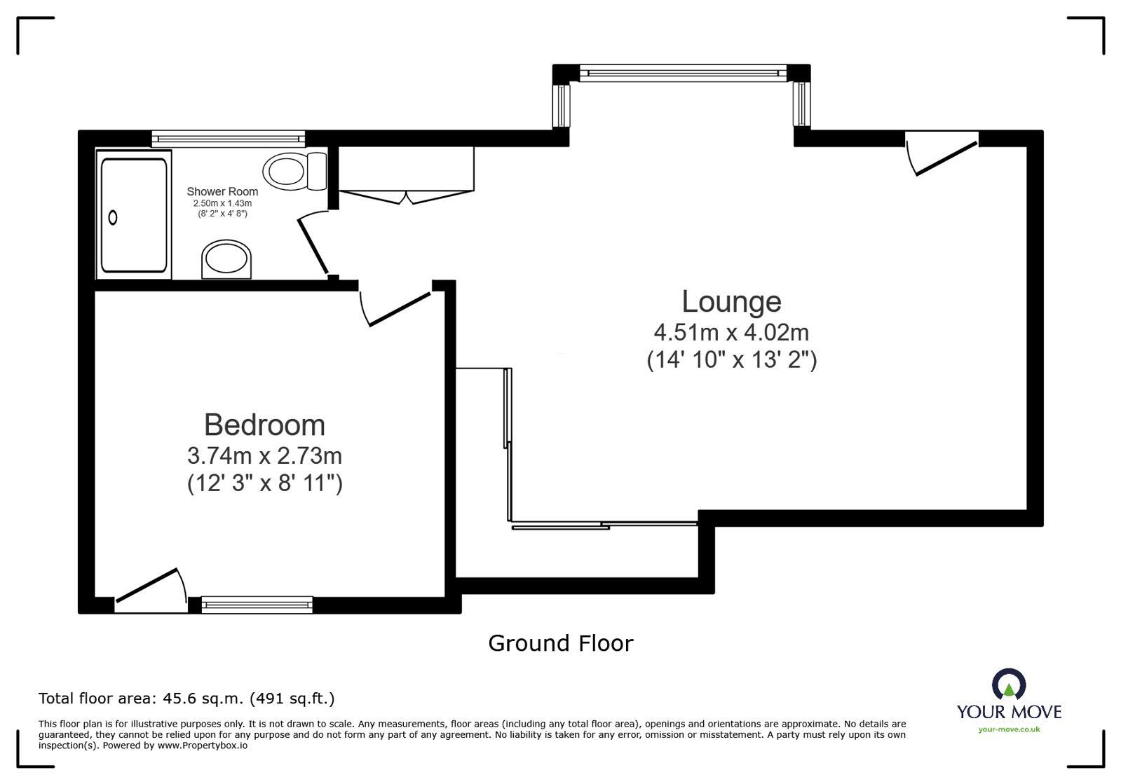 Floorplan of 1 bedroom Flat to rent, High Street, Arlesey, Bedfordshire, SG15
