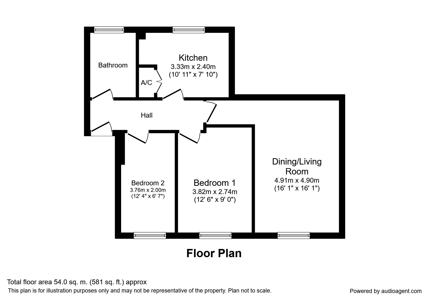 Floorplan of 2 bedroom Flat to rent, Wedgewood Road, Hitchin, Hertfordshire, SG4