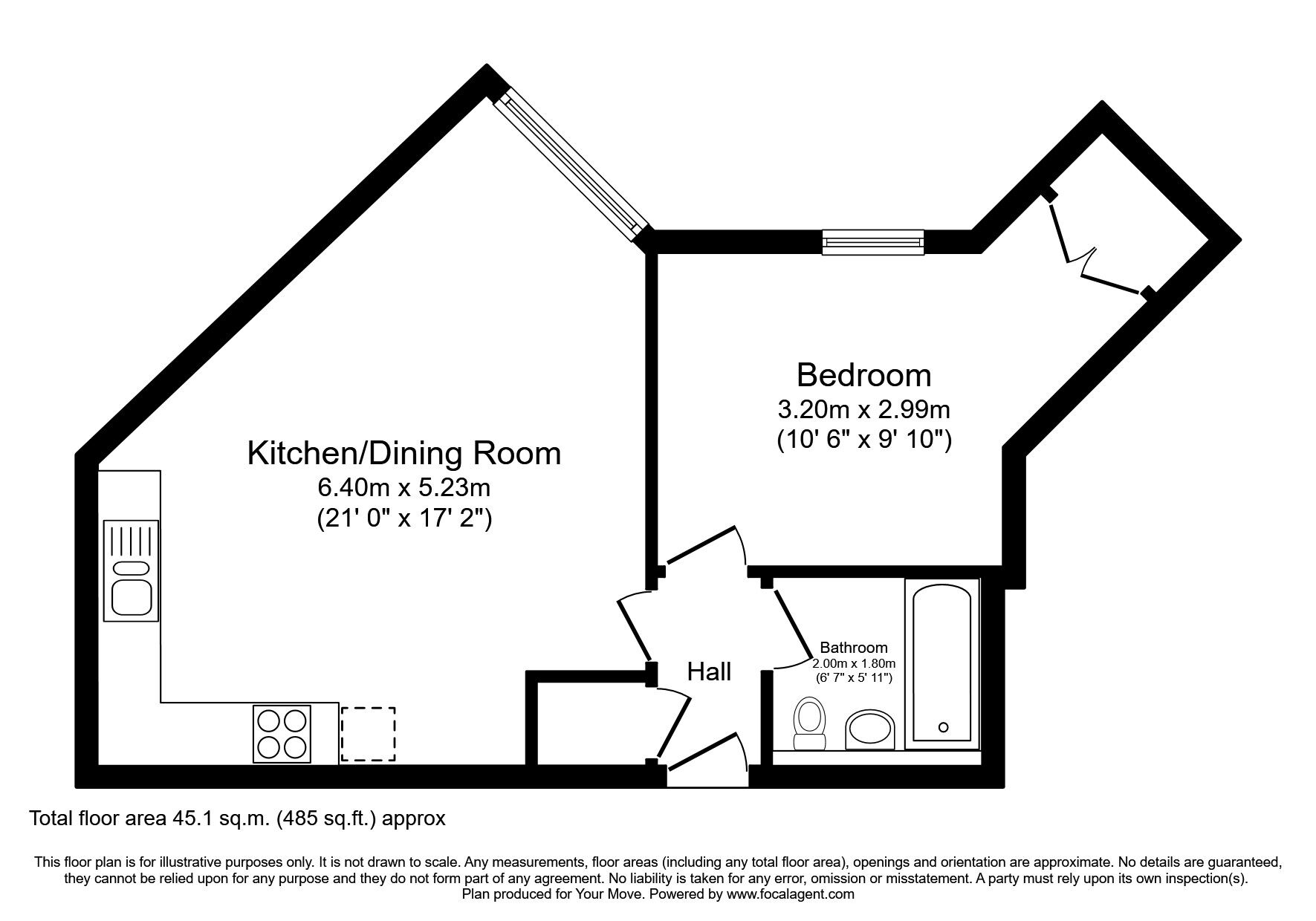 Floorplan of 1 bedroom  Flat to rent, Coopers Yard Paynes Park, Hitchin, Hertfordshire, SG5