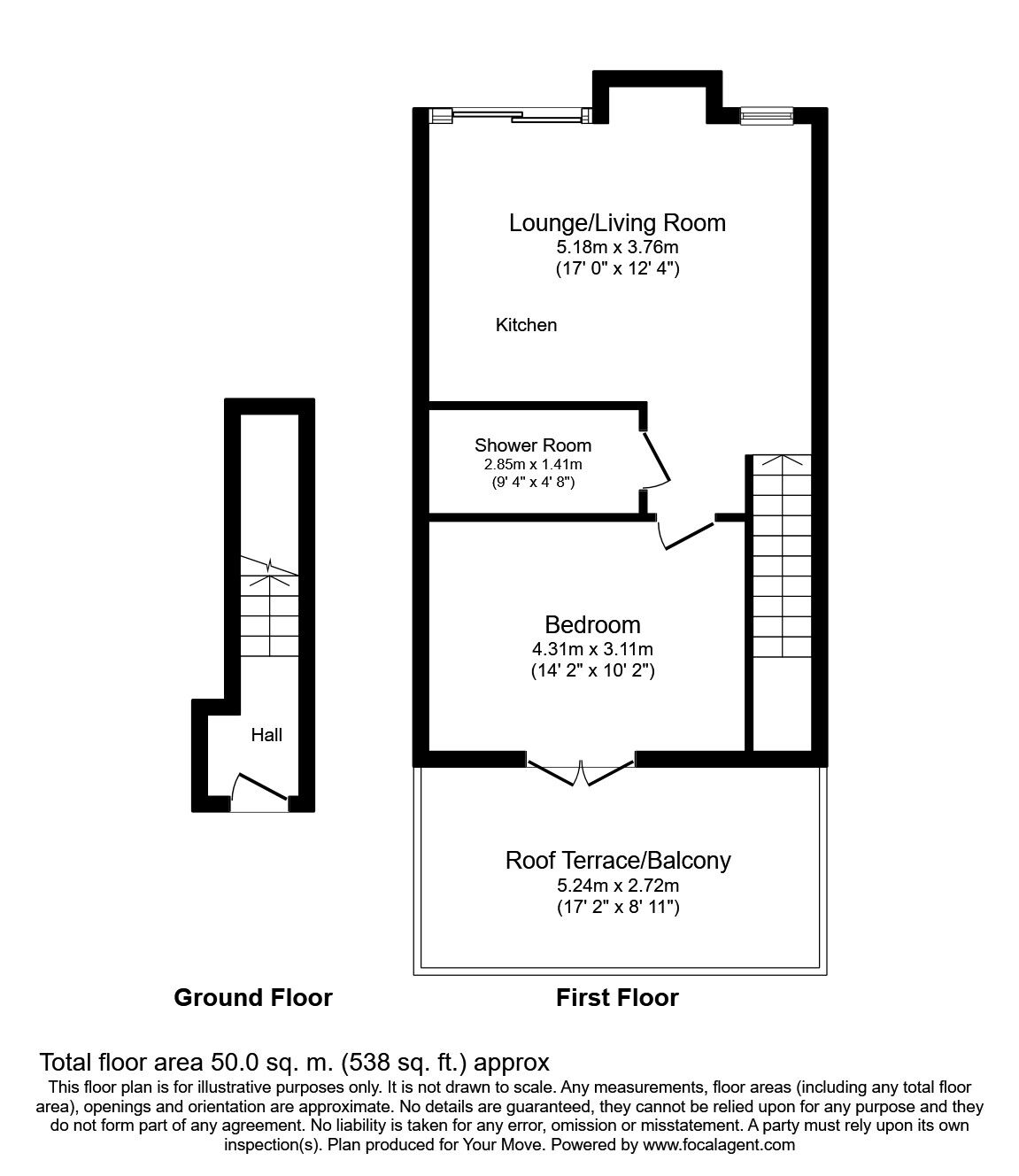 Floorplan of 1 bedroom Flat to rent, Hermitage Road, Hitchin, Hertfordshire, SG5