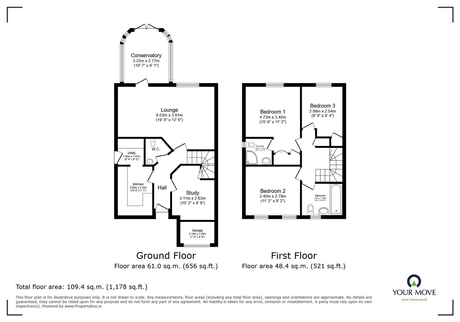 Floorplan of 3 bedroom Detached House to rent, Heron Way, Stotfold, Hertfordshire, SG5