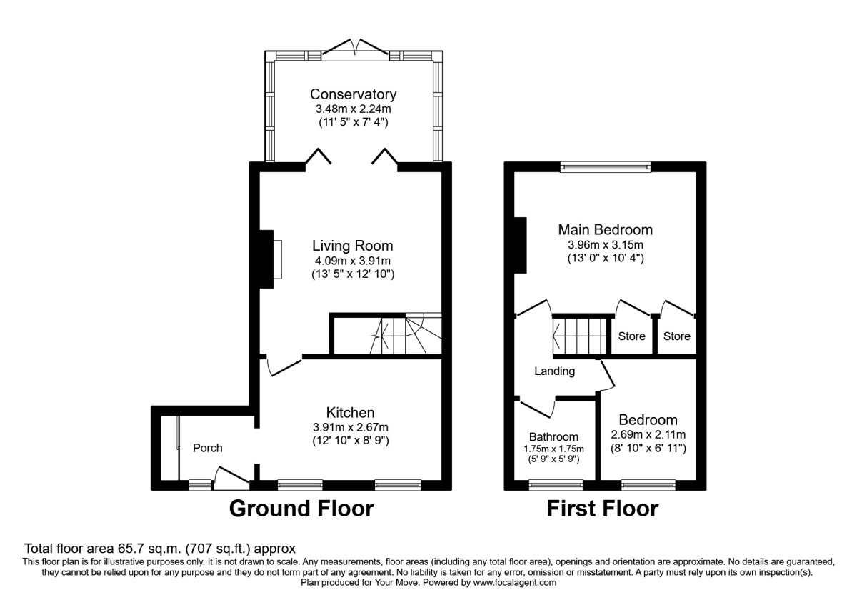 Floorplan of 2 bedroom Semi Detached House to rent, Long Close Station Road, Lower Stondon, Bedfordshire, SG16