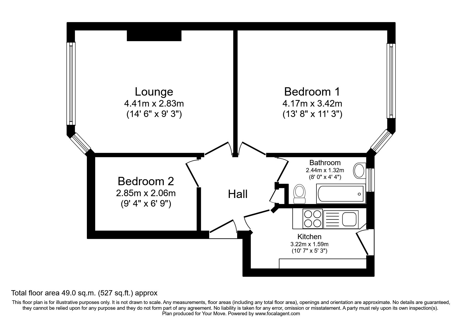 Floorplan of 2 bedroom Flat to rent, Garrison Court, Hitchin, Hertfordshire, SG4