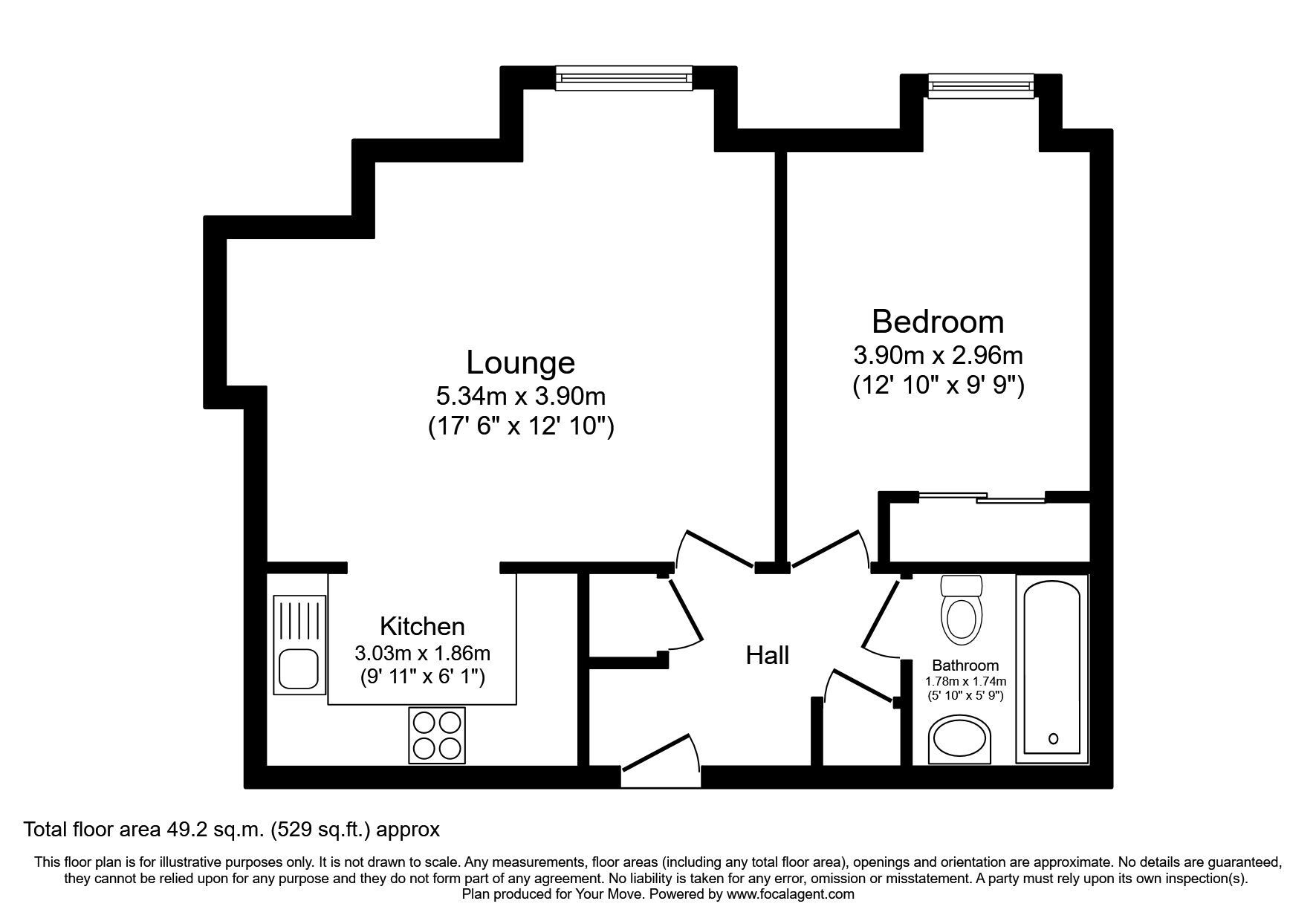 Floorplan of 1 bedroom Flat to rent, Cadwell Lane, Hitchin, Hertfordshire, SG4