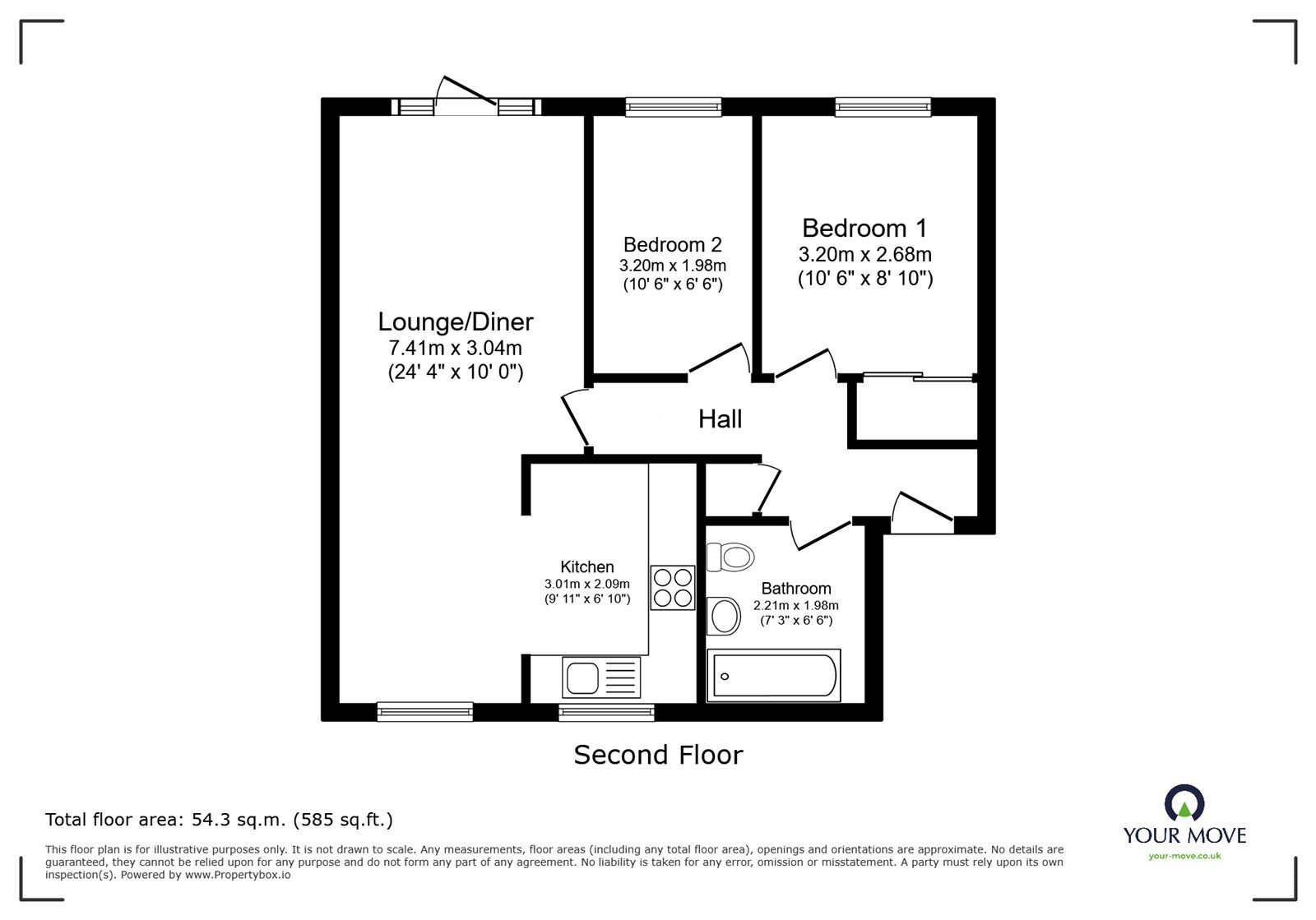 Floorplan of 2 bedroom Flat to rent, Redoubt Close, Hitchin, Hertfordshire, SG4