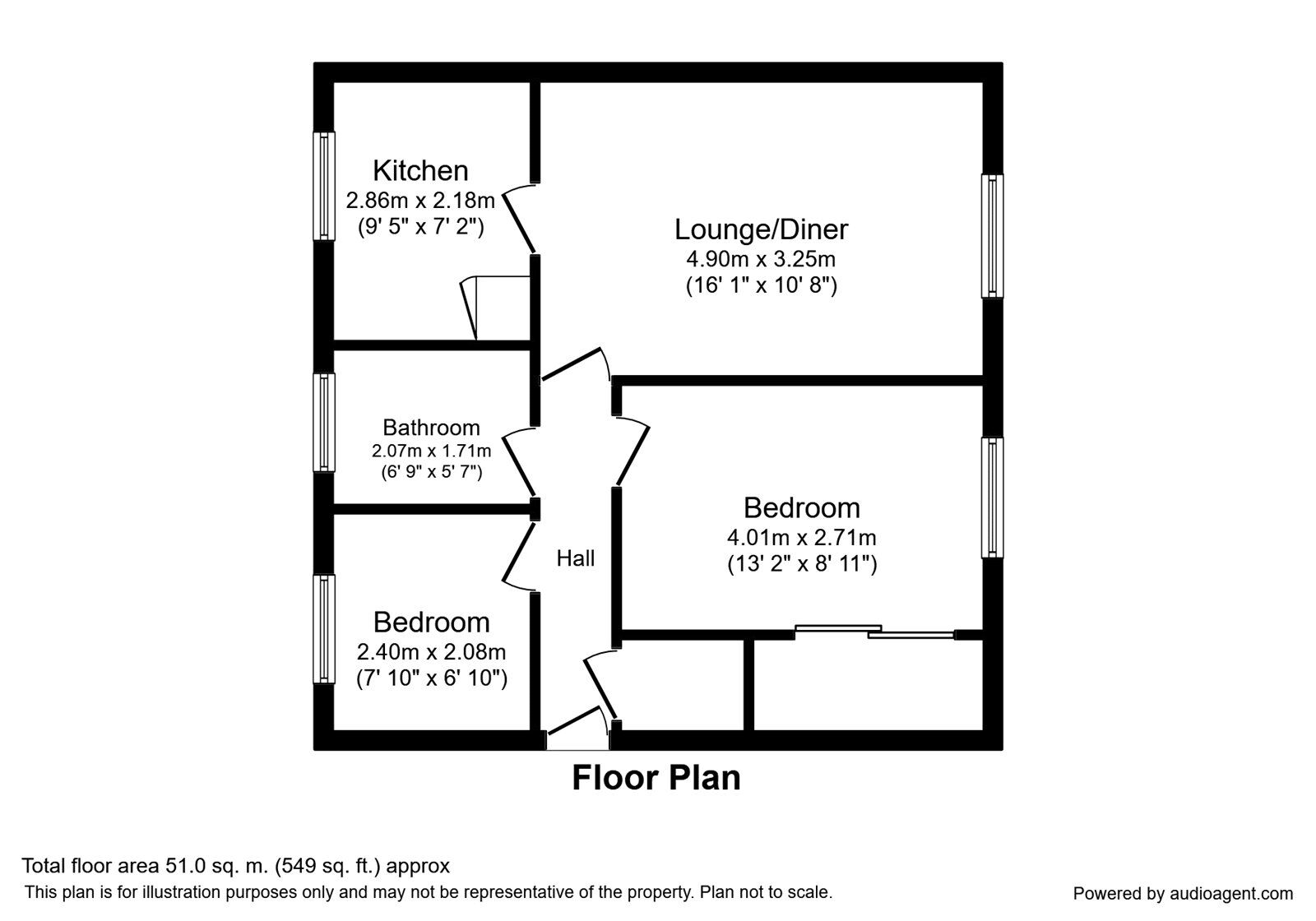 Floorplan of 2 bedroom  Flat to rent, Bramfield, Hitchin, Hertfordshire, SG4