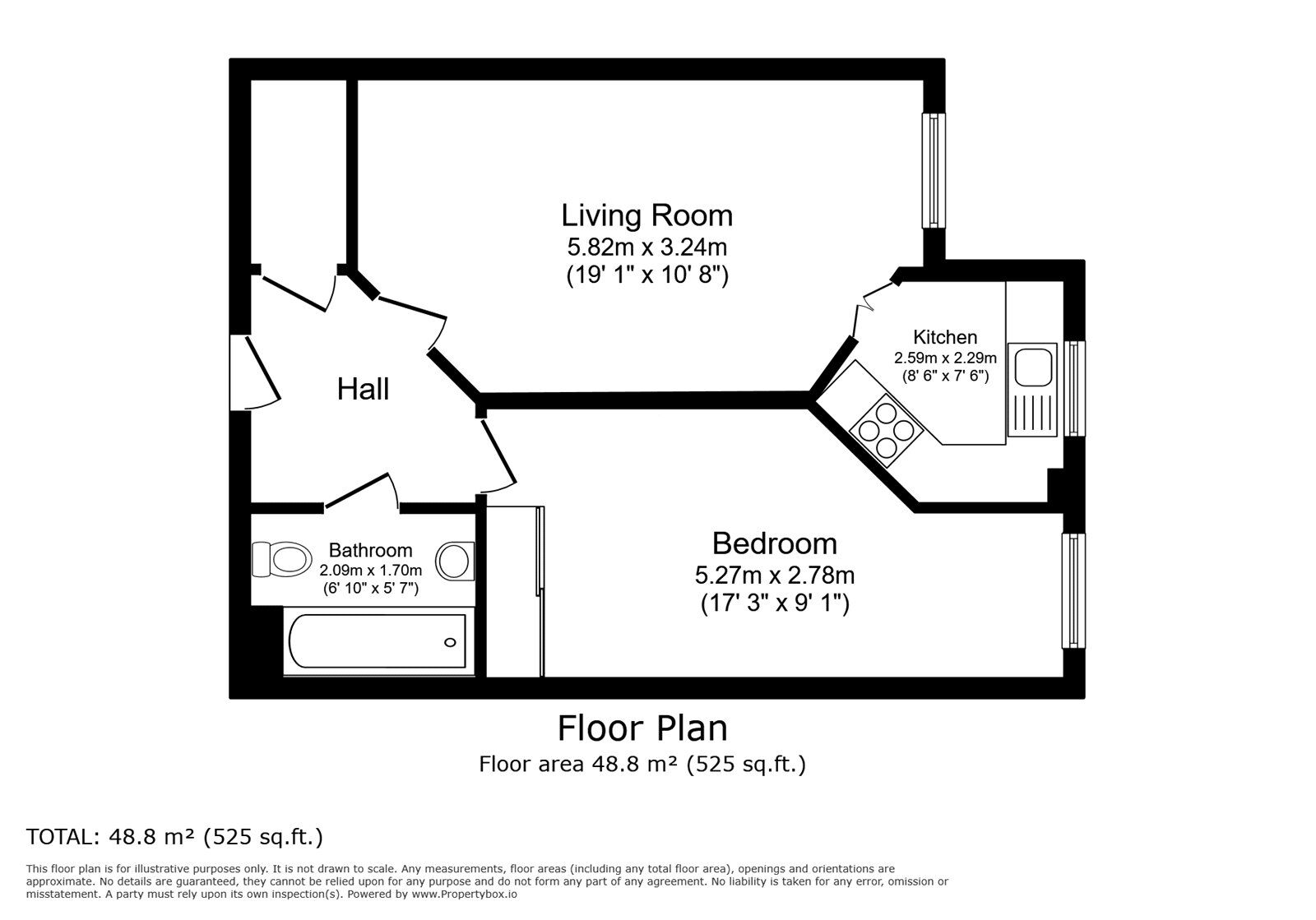 Floorplan of 1 bedroom  Flat for sale, Paynes Park, Hitchin, Hertfordshire, SG5