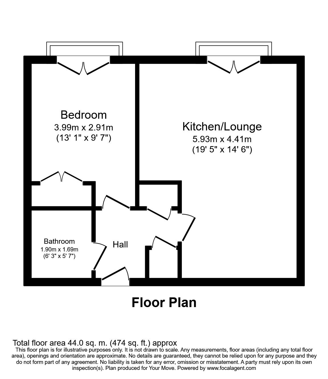 Floorplan of 1 bedroom  Flat to rent, Grove Road, Hitchin, Hertfordshire, SG4