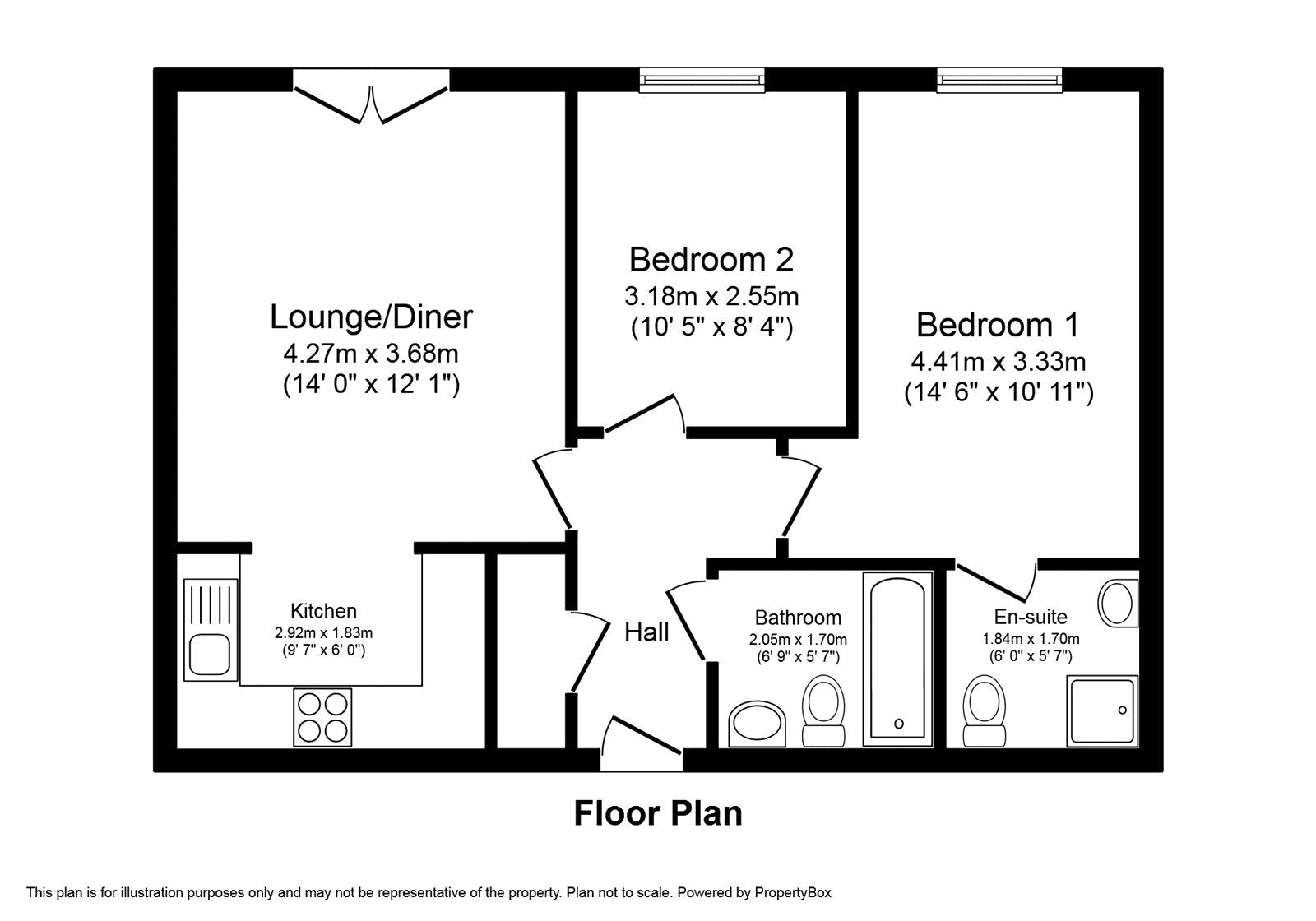 Floorplan of 2 bedroom  Flat for sale, Aylward Drive, Stevenage, Hertfordshire, SG2