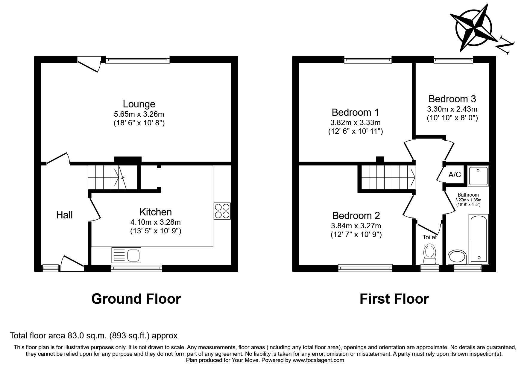 Floorplan of 3 bedroom Mid Terrace House to rent, Telford Avenue, Stevenage, Hertfordshire, SG2