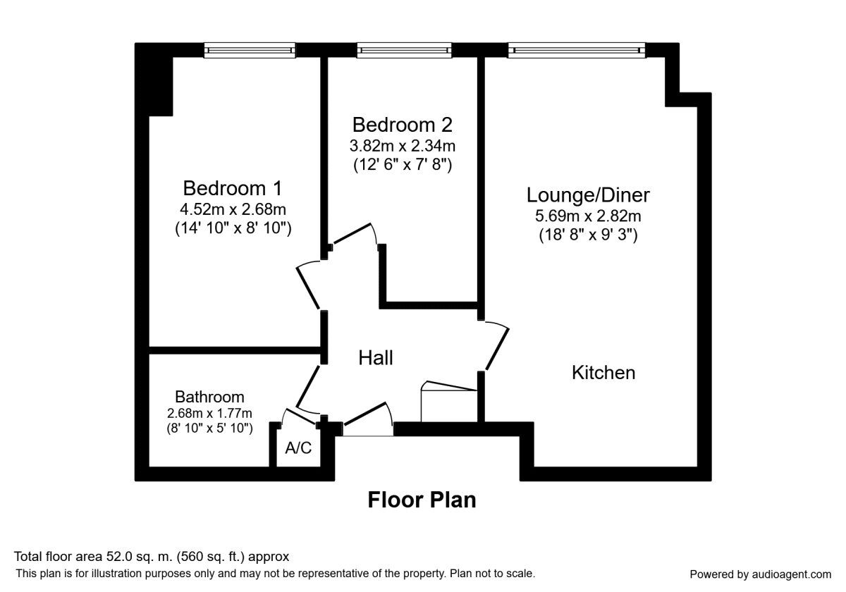 Floorplan of 2 bedroom  Flat to rent, Keller Close, Stevenage, Hertfordshire, SG2