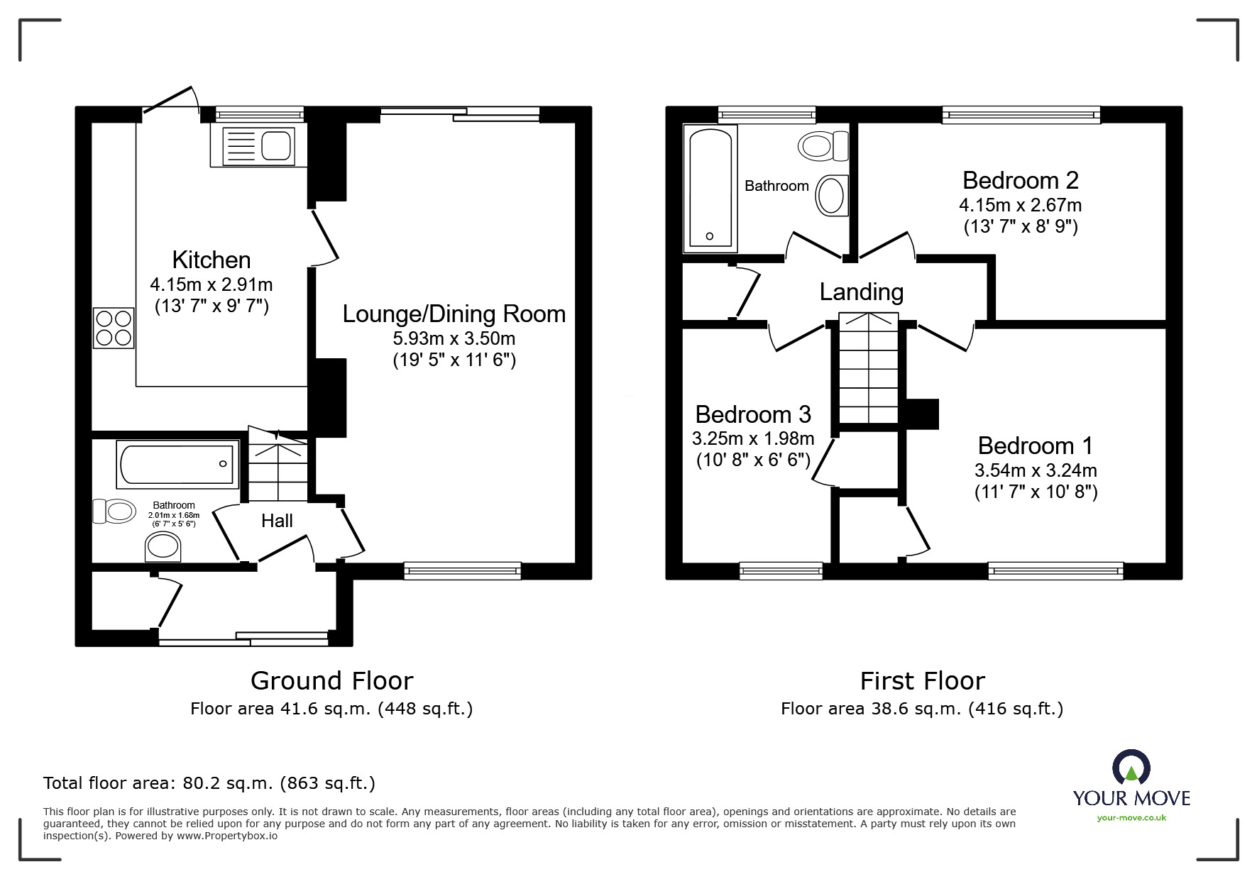 Floorplan of 3 bedroom Mid Terrace House for sale, The Paddocks, Stevenage, Hertfordshire, SG2