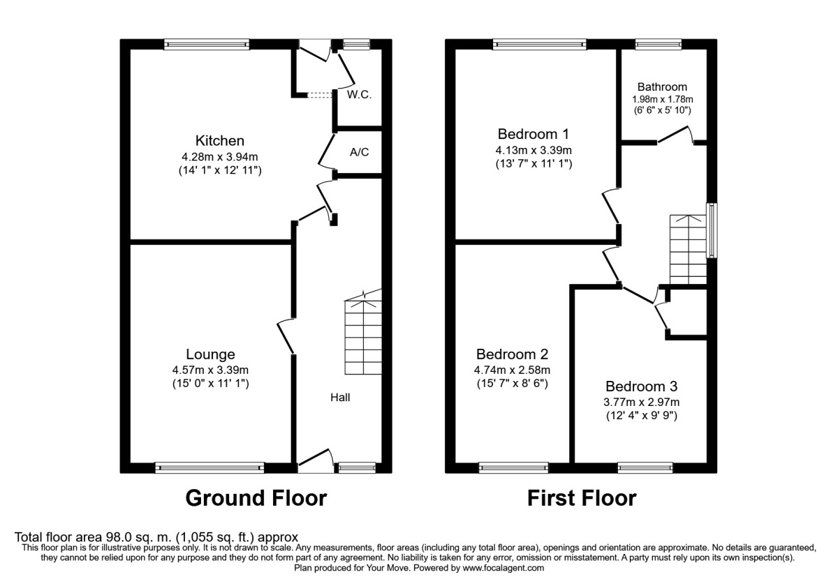 Floorplan of 3 bedroom  House to rent, Pyms Close, Letchworth Garden City, Hertfordshire, SG6