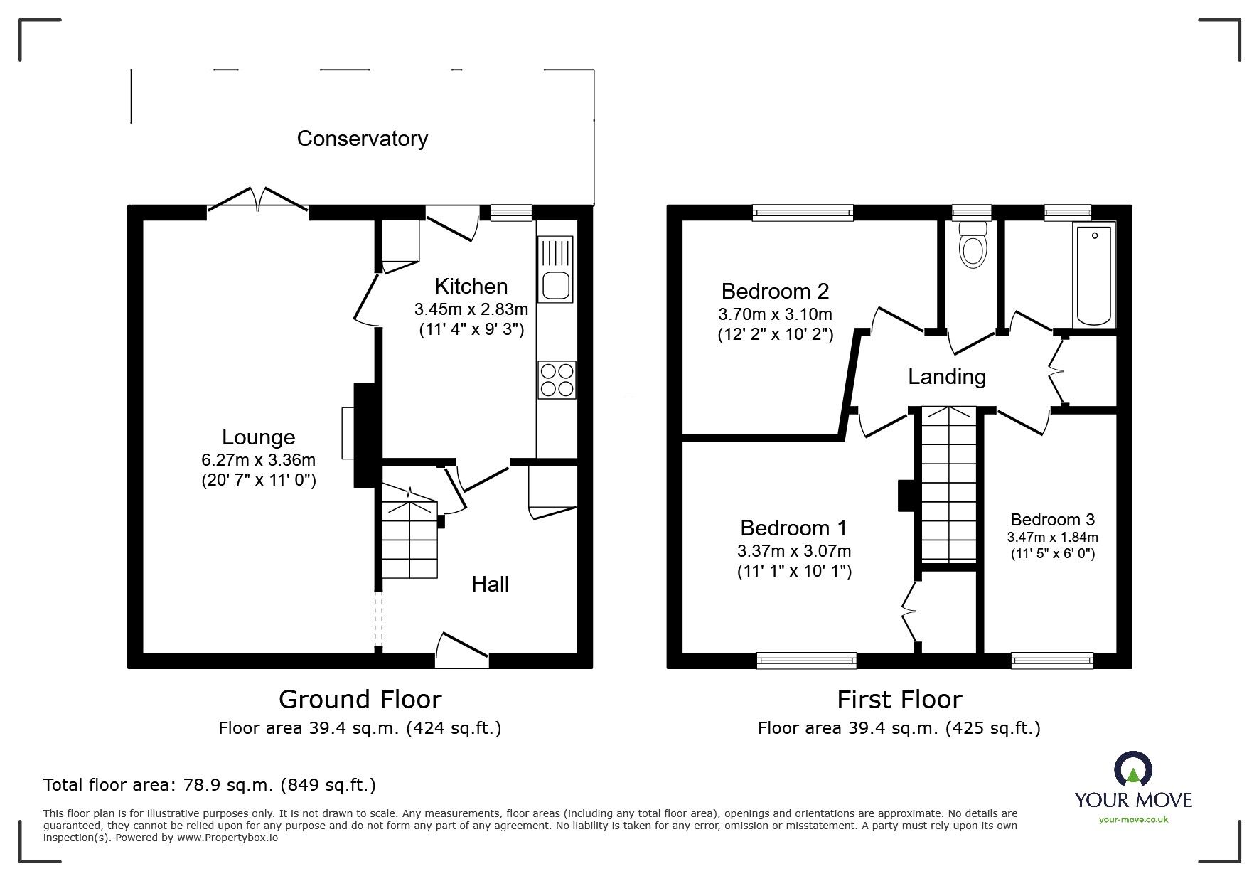 Floorplan of 3 bedroom Mid Terrace House for sale, Hine Way, Hitchin, Hertfordshire, SG5