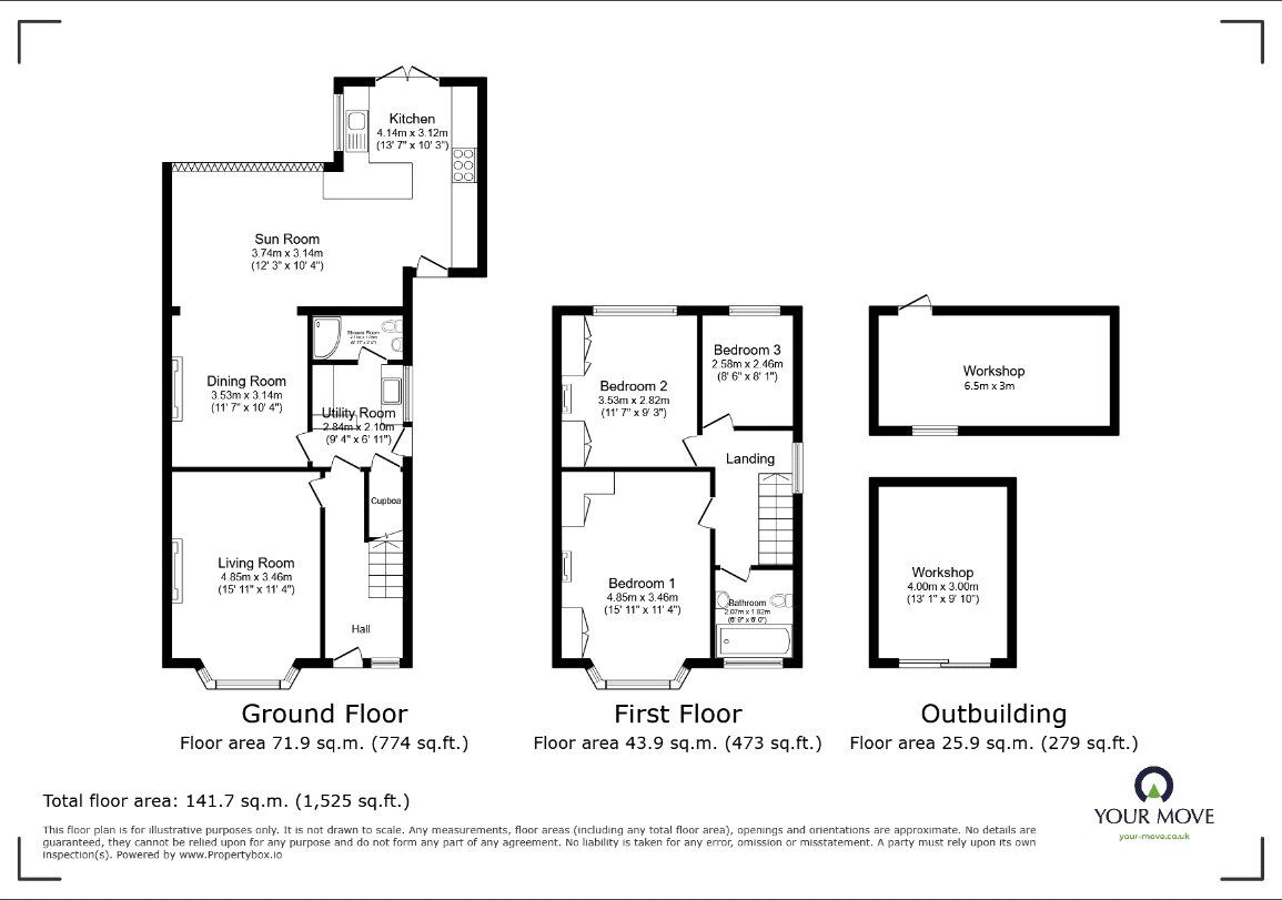 Floorplan of 3 bedroom Semi Detached House for sale, Ashcroft Road, Stopsley, Bedfordshire, LU2