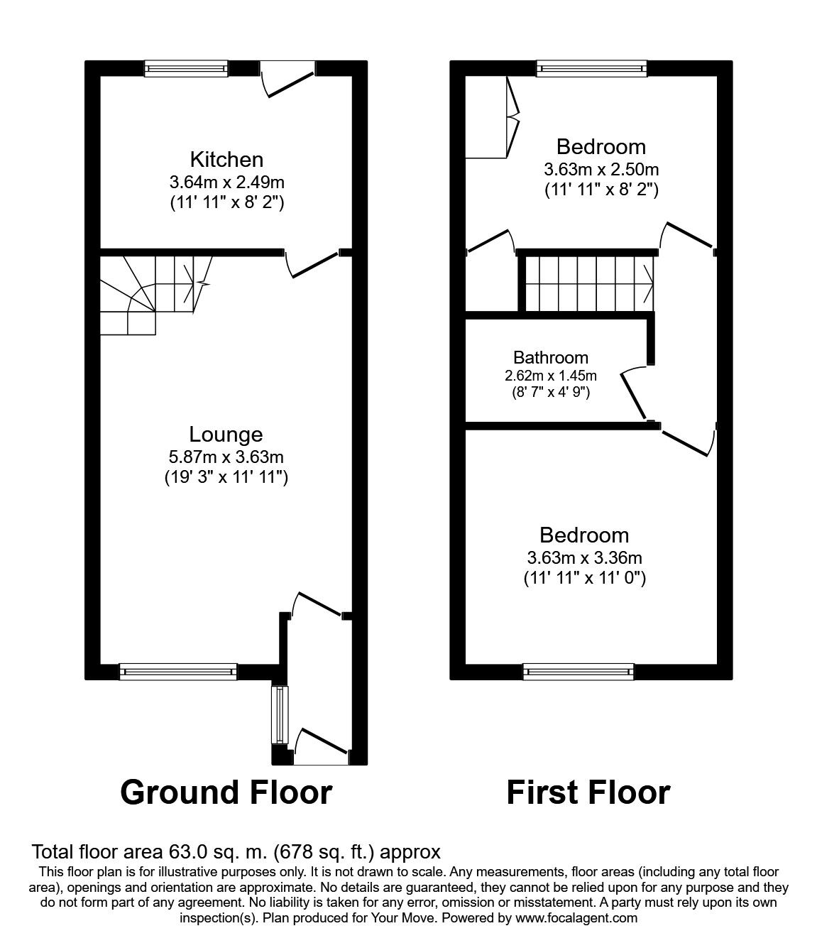 Floorplan of 2 bedroom  House to rent, Keats Way, Hitchin, Hertfordshire, SG4