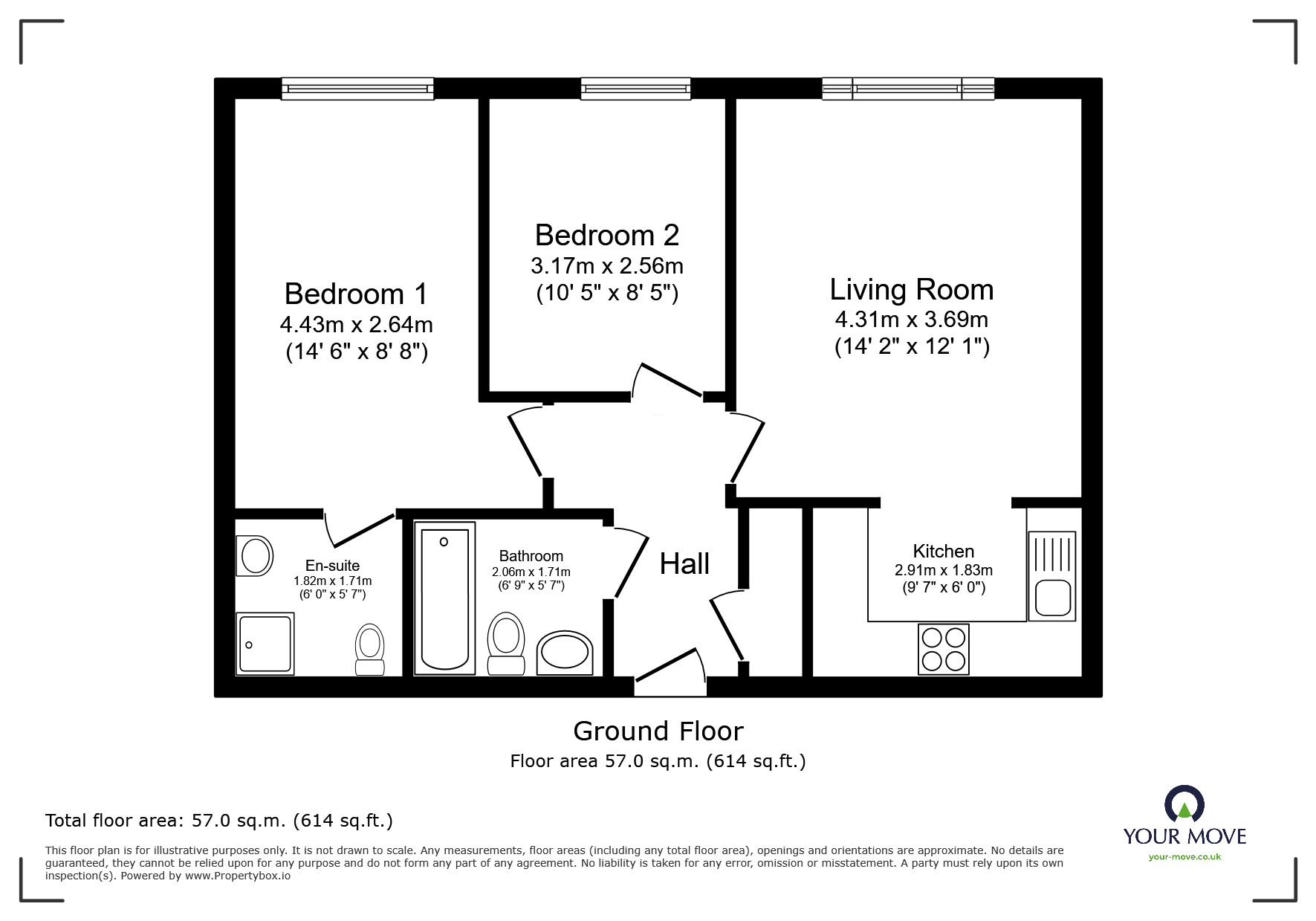 Floorplan of 2 bedroom Flat for sale, Aylward Drive, Stevenage, Hertfordshire, SG2