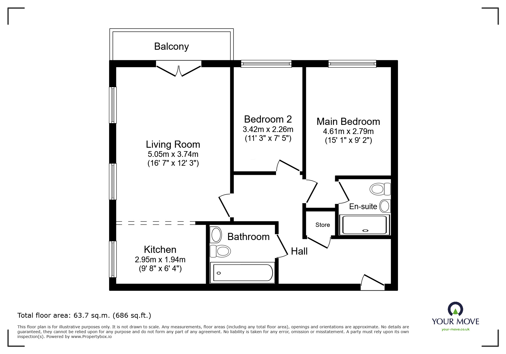 Floorplan of 2 bedroom  Flat to rent, Bridge Street, Hitchin, Hertfordshire, SG5