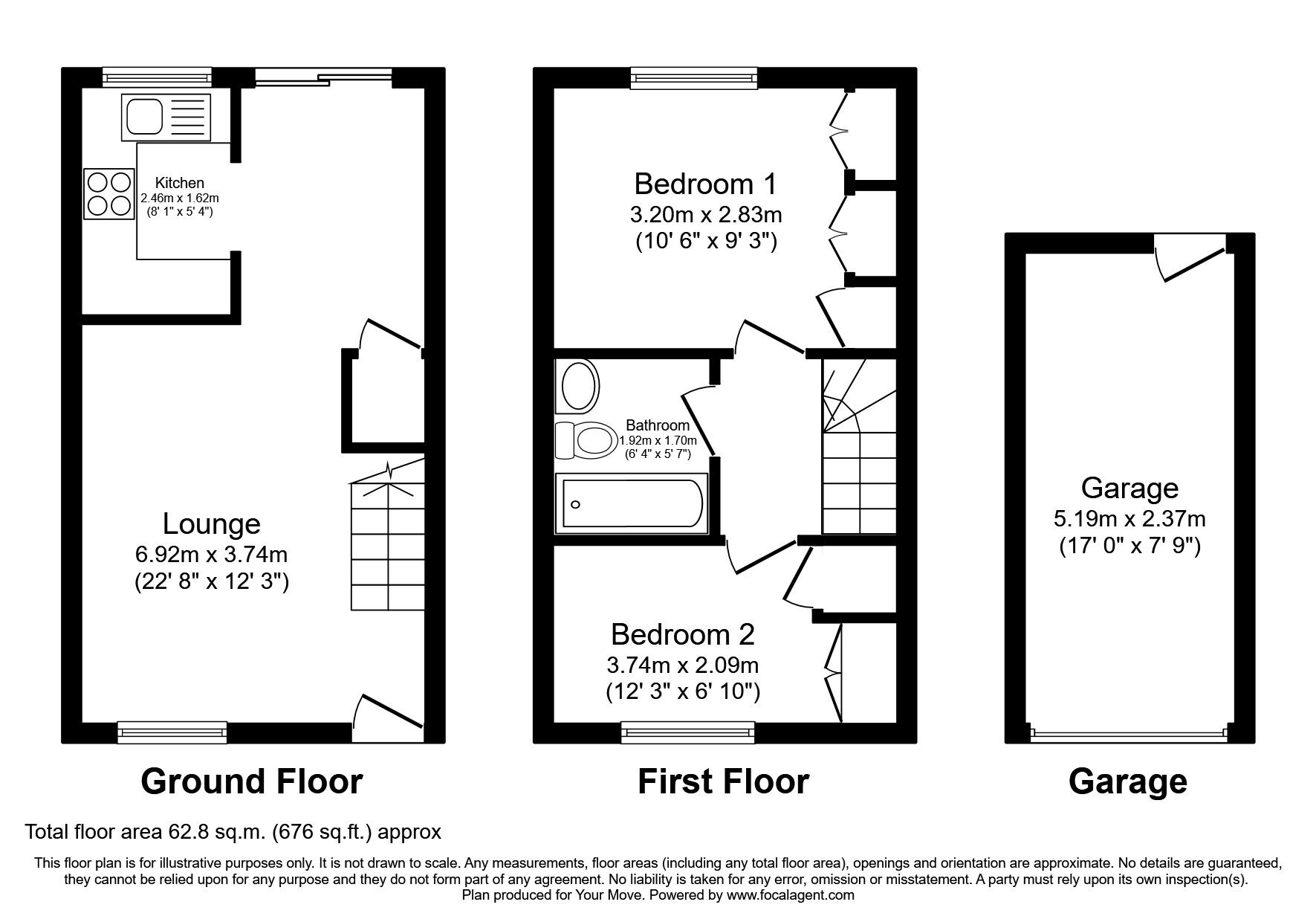 Floorplan of 2 bedroom  House to rent, Morecambe Close, Stevenage, Hertfordshire, SG1