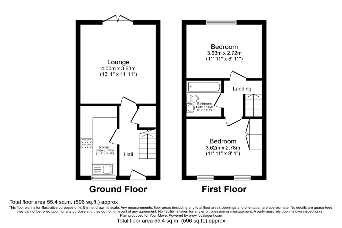 Floorplan of 2 bedroom Mid Terrace House to rent, Chepstow Close, Stevenage, Hertfordshire, SG1