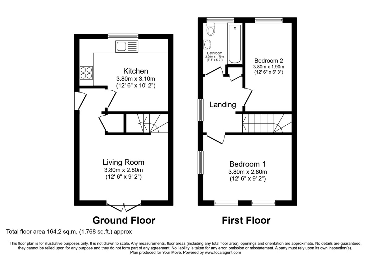 Floorplan of 2 bedroom Mid Terrace House to rent, Falstone Green, Luton, LU2