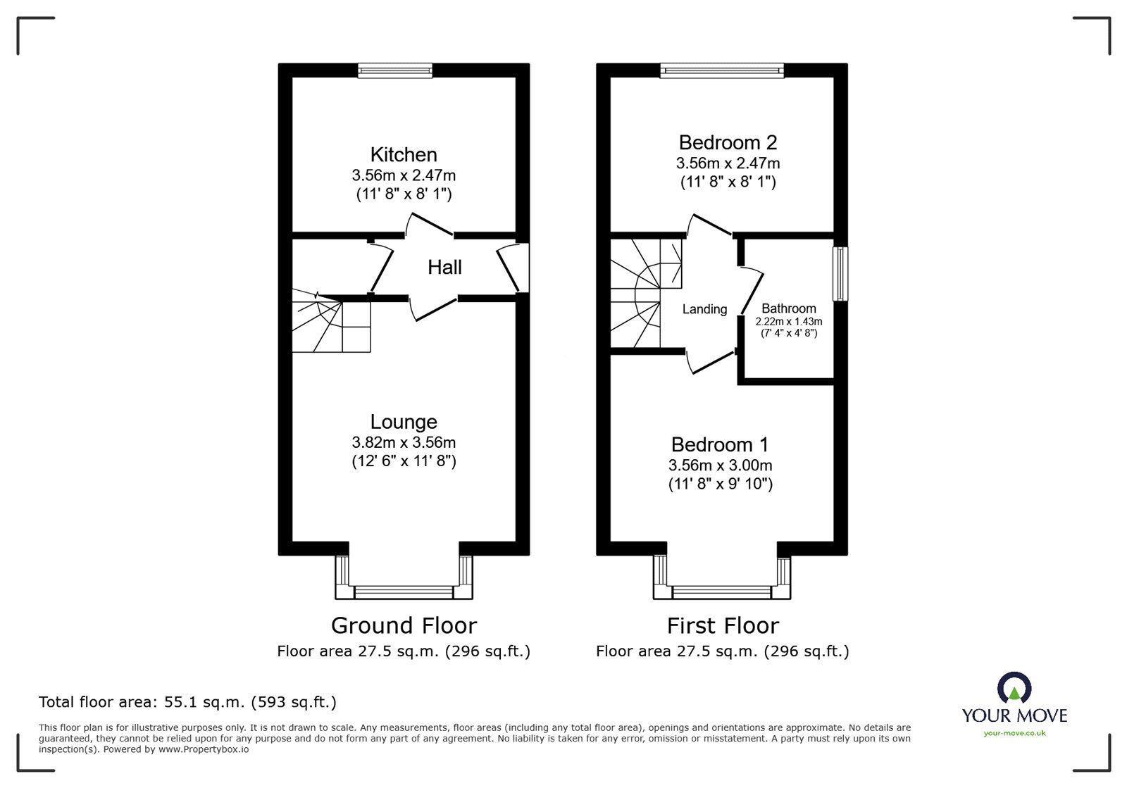Floorplan of 2 bedroom  House to rent, Felbrigg Close, Luton, Bedfordshire, LU2