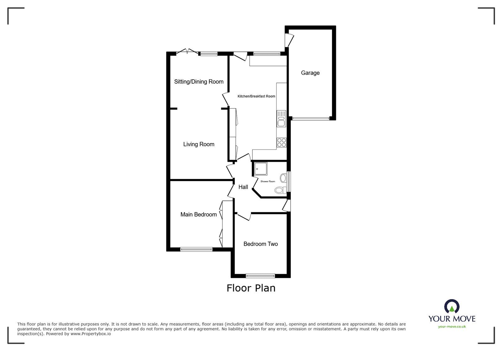 Floorplan of 2 bedroom Semi Detached Bungalow to rent, Priory View, Little Wymondley, Hertfordshire, SG4