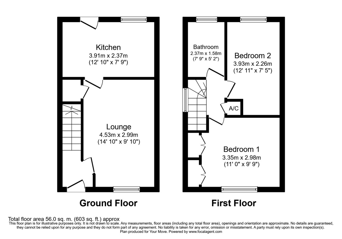 Floorplan of 2 bedroom Mid Terrace House to rent, Doncaster Close, Stevenage, Hertfordshire, SG1