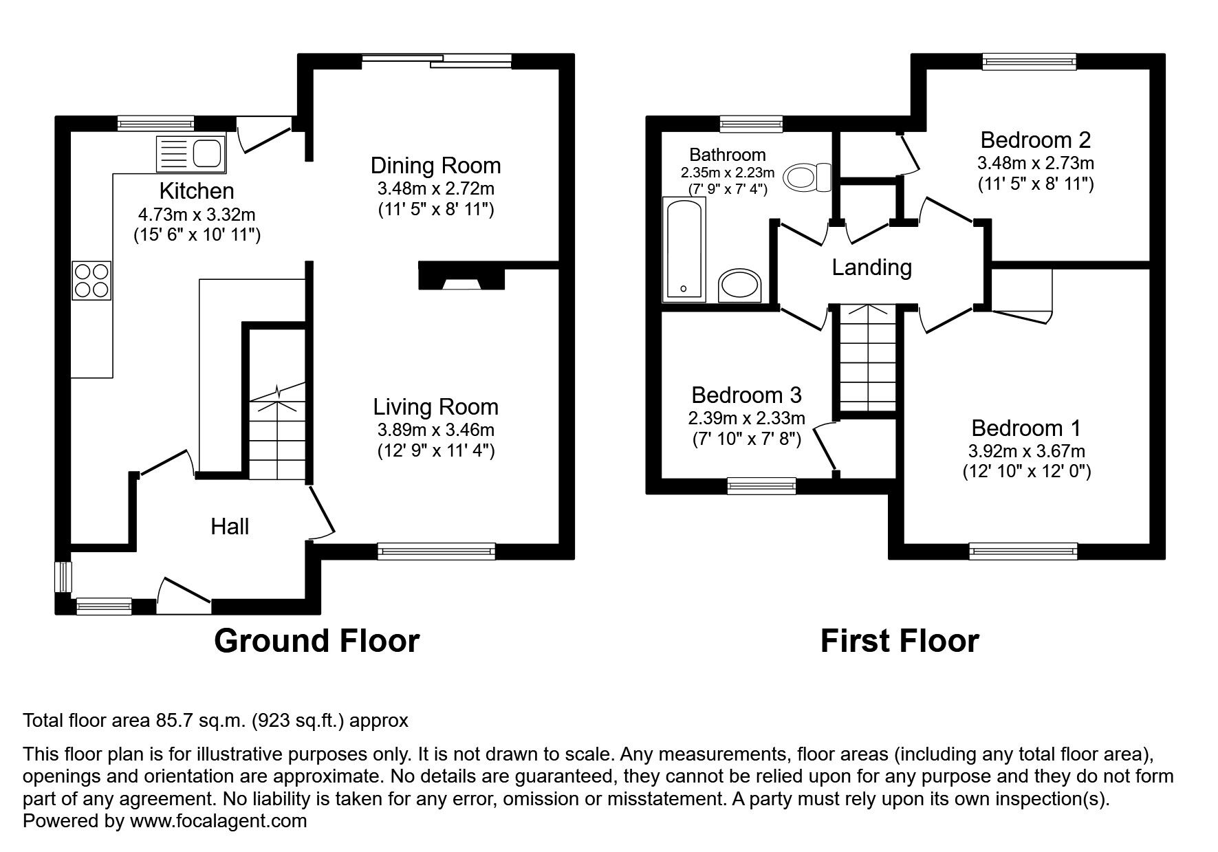Floorplan of 3 bedroom  House to rent, Benstede, Stevenage, Hertfordshire, SG2