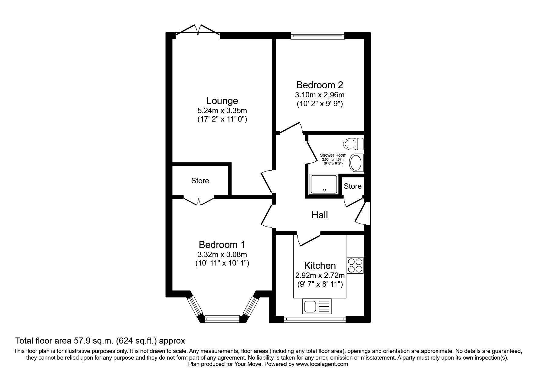 Floorplan of 2 bedroom Semi Detached Bungalow to rent, Regent Street, Stotfold, Hertfordshire, SG5