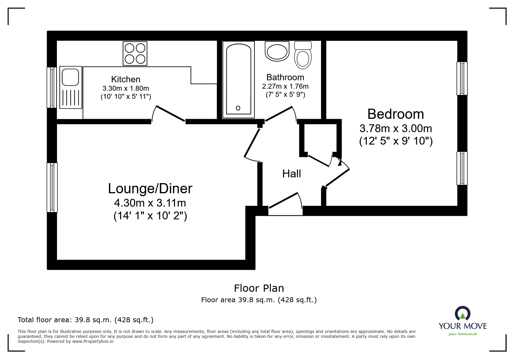 Floorplan of 1 bedroom Flat for sale, Prestatyn Close, Stevenage, Hertfordshire, SG1