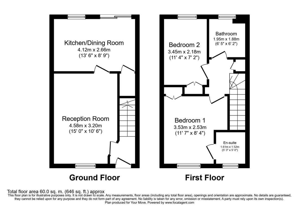Floorplan of 2 bedroom Mid Terrace House to rent, Tamar Close, Stevenage, Hertfordshire, SG1
