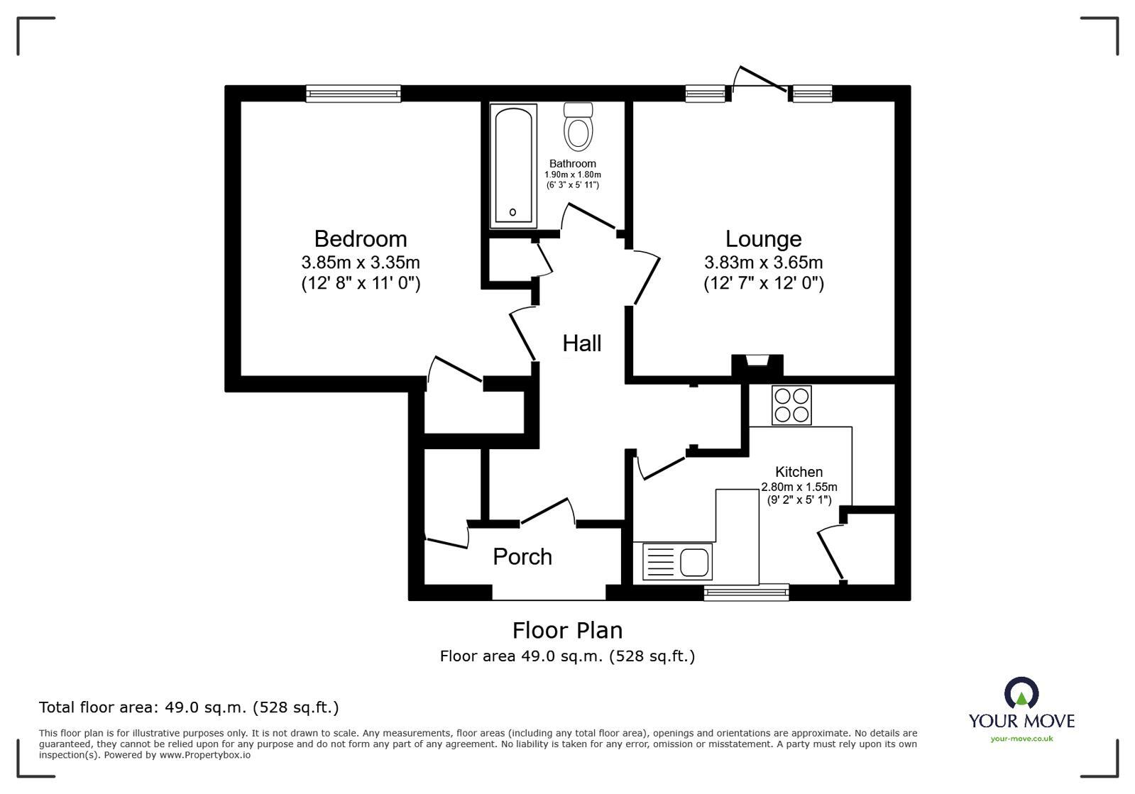 Floorplan of 1 bedroom Flat for sale, Hawbush Close, Welwyn, Hertfordshire, AL6