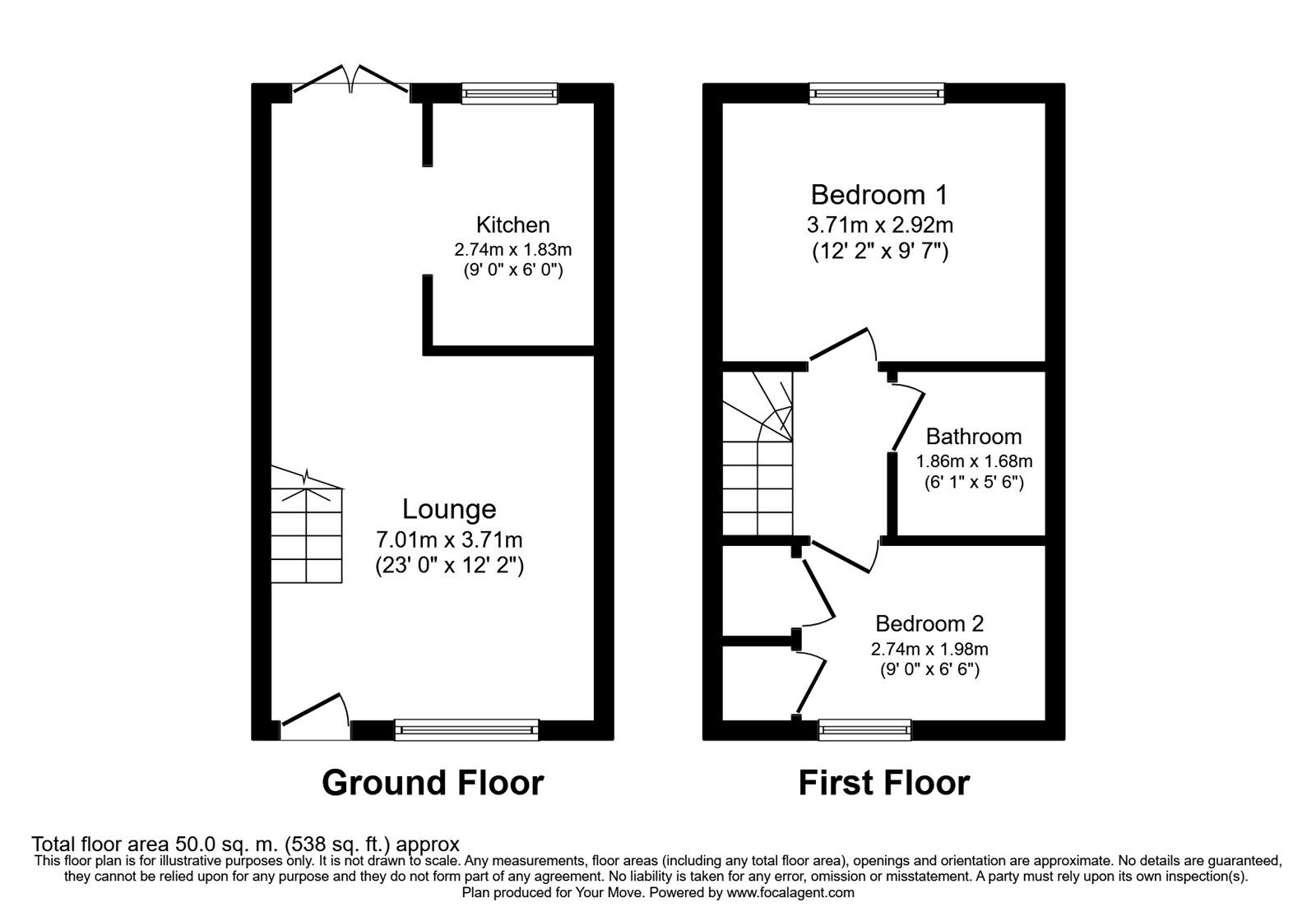 Floorplan of 2 bedroom Mid Terrace House to rent, Colwyn Close, Stevenage, Hertfordshire, SG1