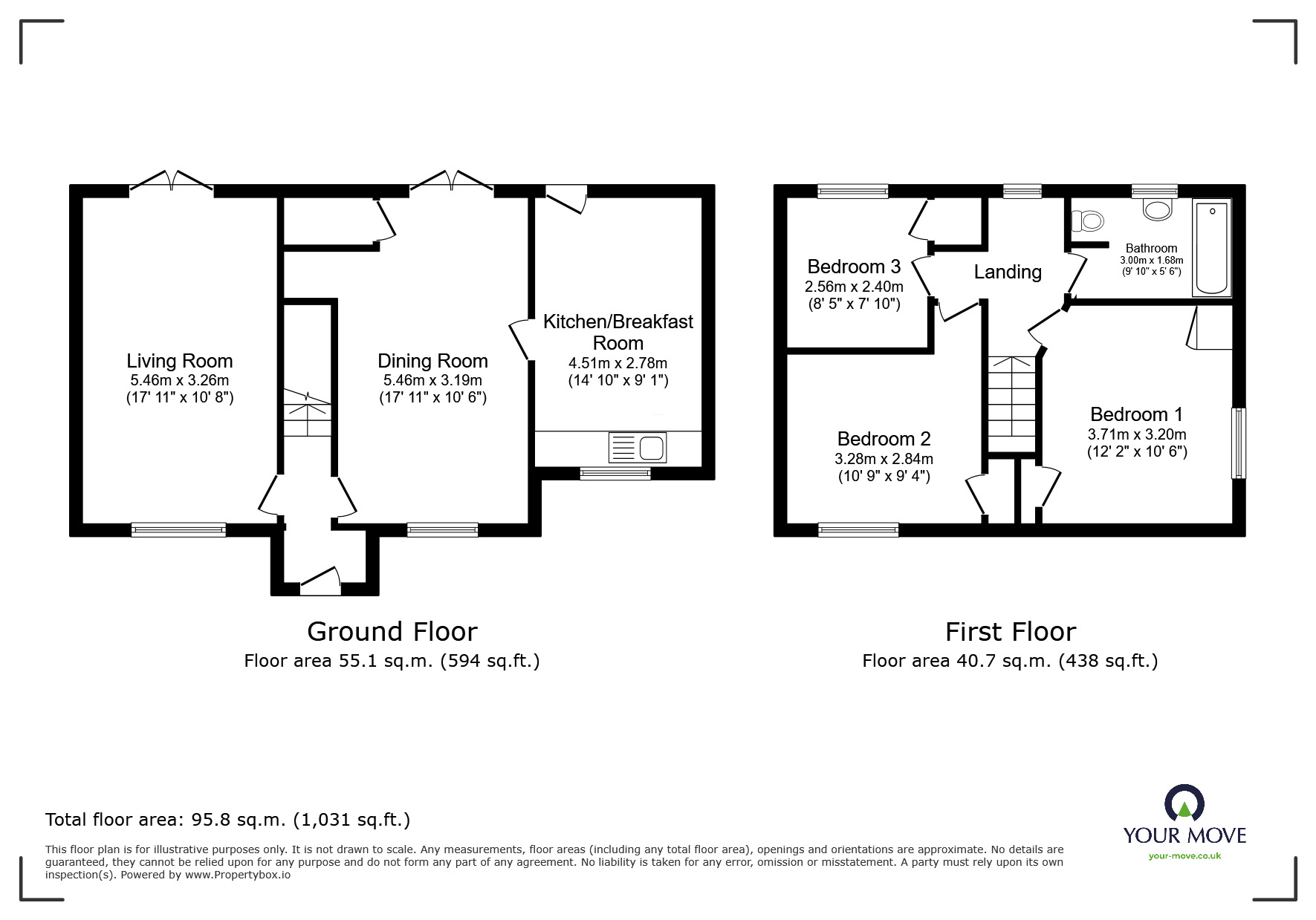 Floorplan of 3 bedroom End Terrace House for sale, Waterdell Lane, St. Ippolyts, Hitchin, Hertfordshire, SG4