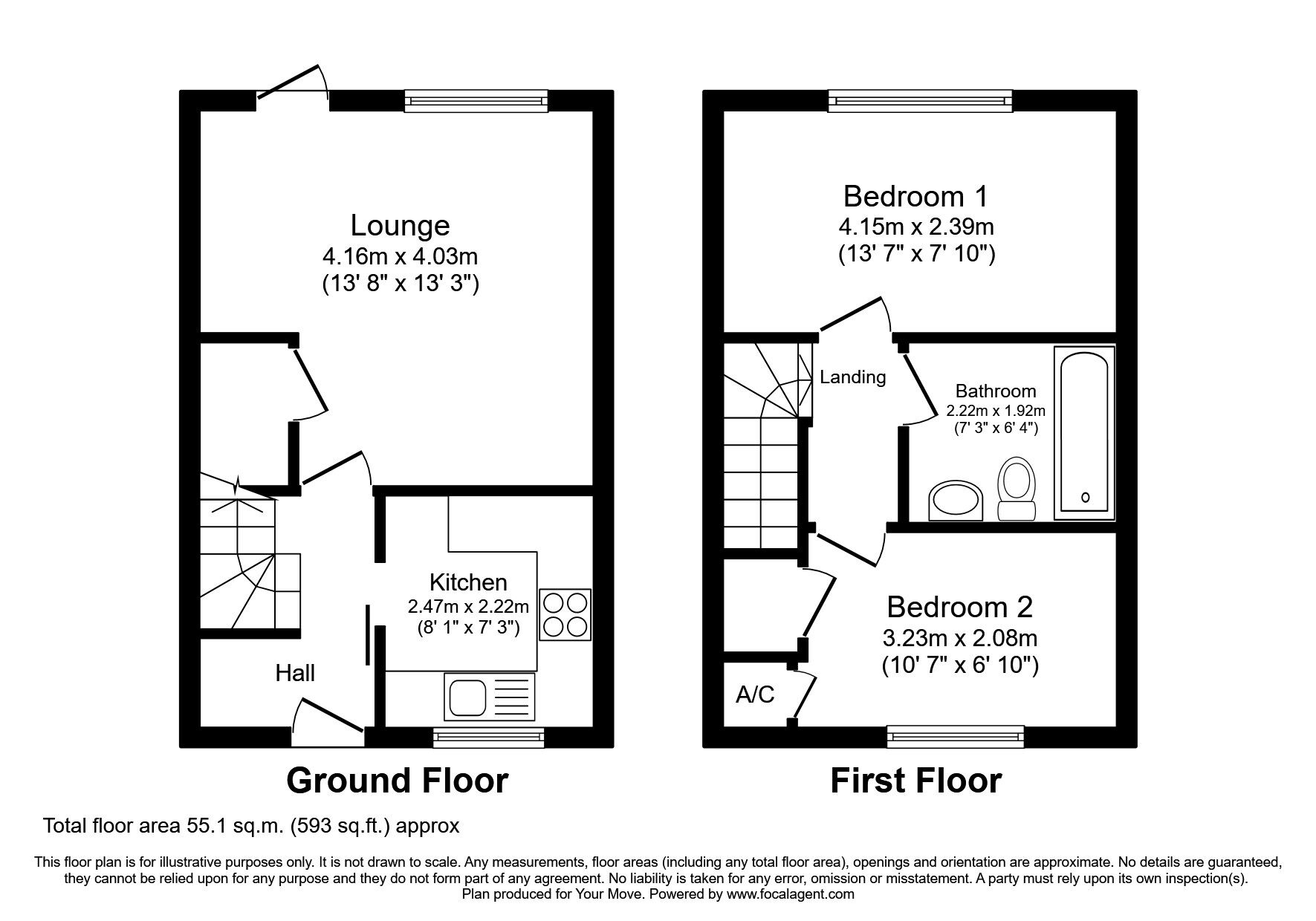Floorplan of 2 bedroom House to rent, Chennells Close, Hitchin, Hertfordshire, SG4