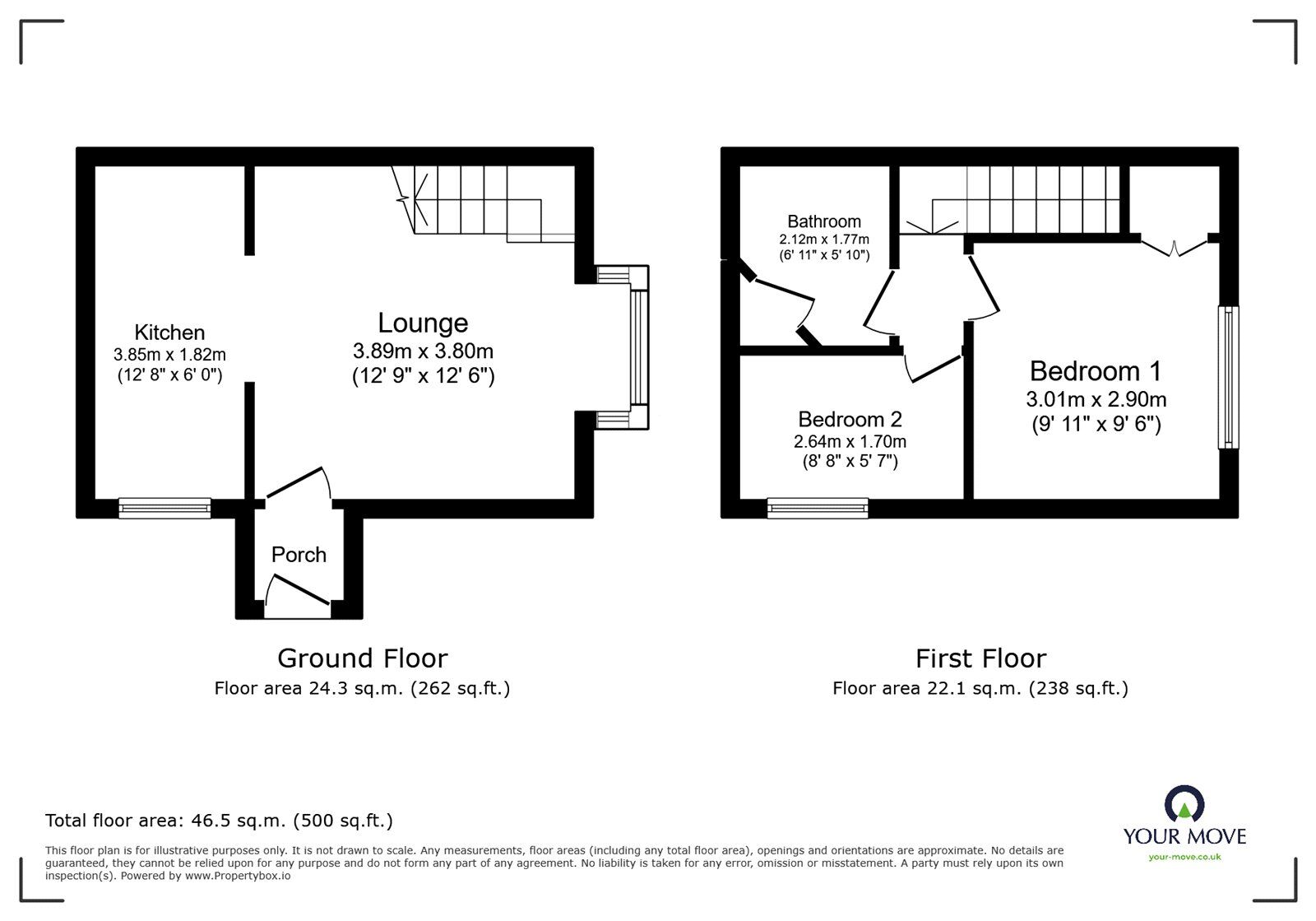 Floorplan of 2 bedroom House to rent, Kings Walden Rise, Stevenage, Hertfordshire, SG2