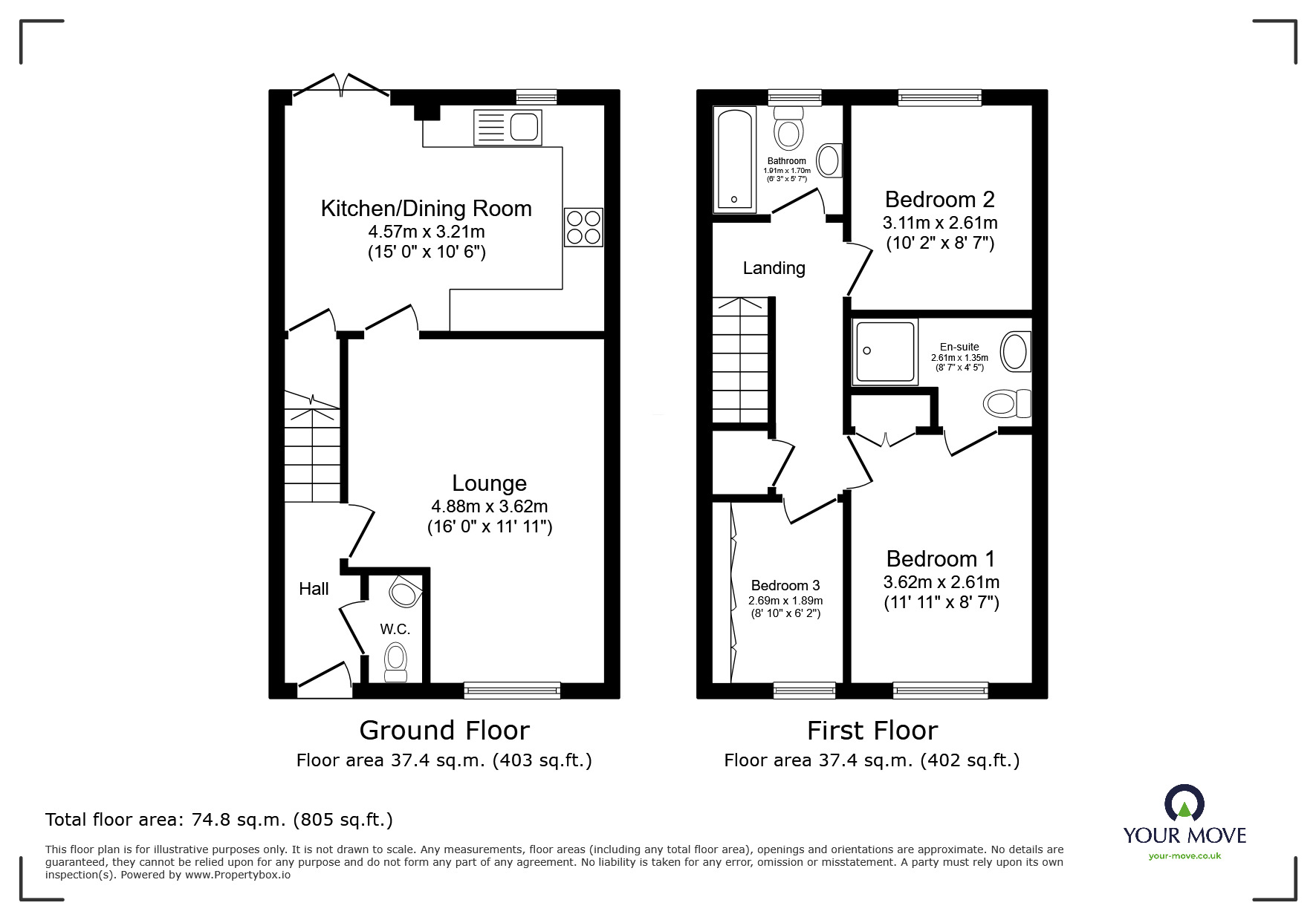 Floorplan of 3 bedroom Semi Detached House to rent, Brassey Way, Lower Stondon, Hertfordshire, SG16