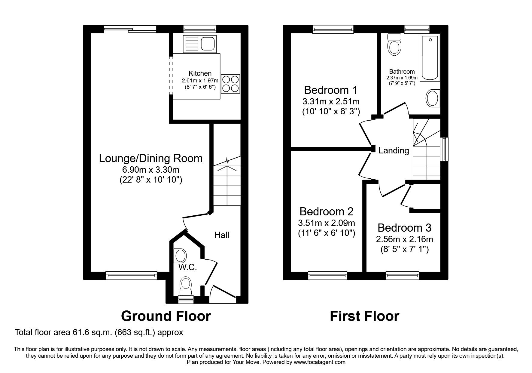 Floorplan of 3 bedroom End Terrace House to rent, Wansbeck Close, Stevenage, Hertfordshire, SG1