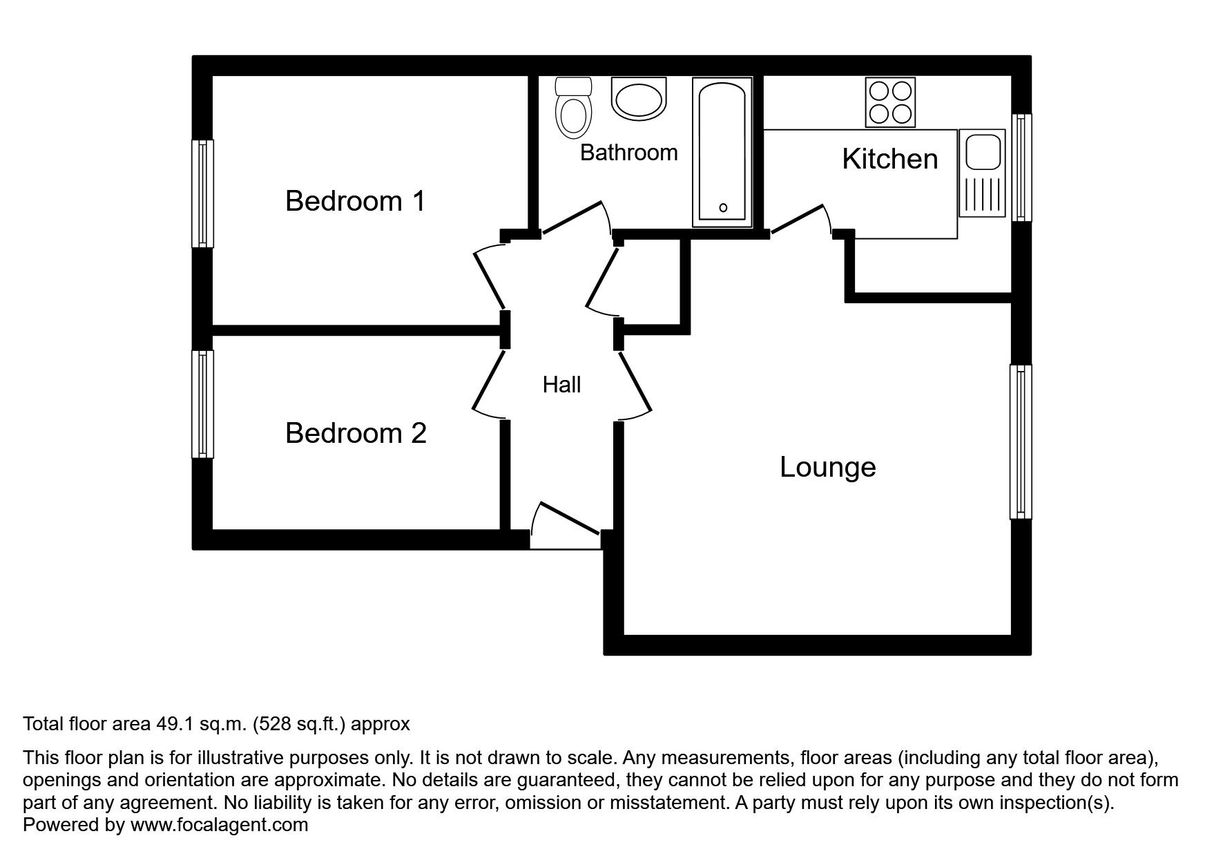 Floorplan of 2 bedroom Flat to rent, Prestatyn Close, Stevenage, Hertfordshire, SG1